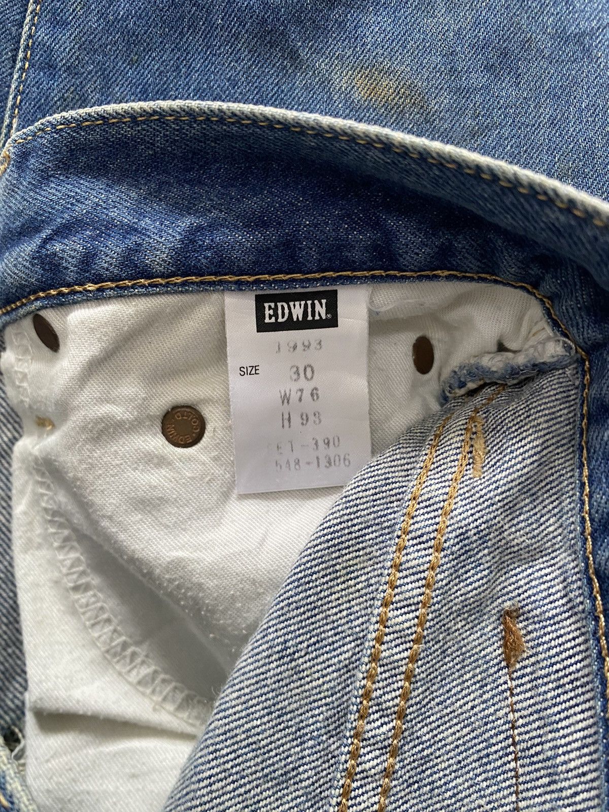 Edwin × Japanese Brand × Junya Watanabe VINTAGE EDWIN DISTRESS DENIM RIPPED DESIGN ROPE LEG RARE Size US 29 - 8 Thumbnail