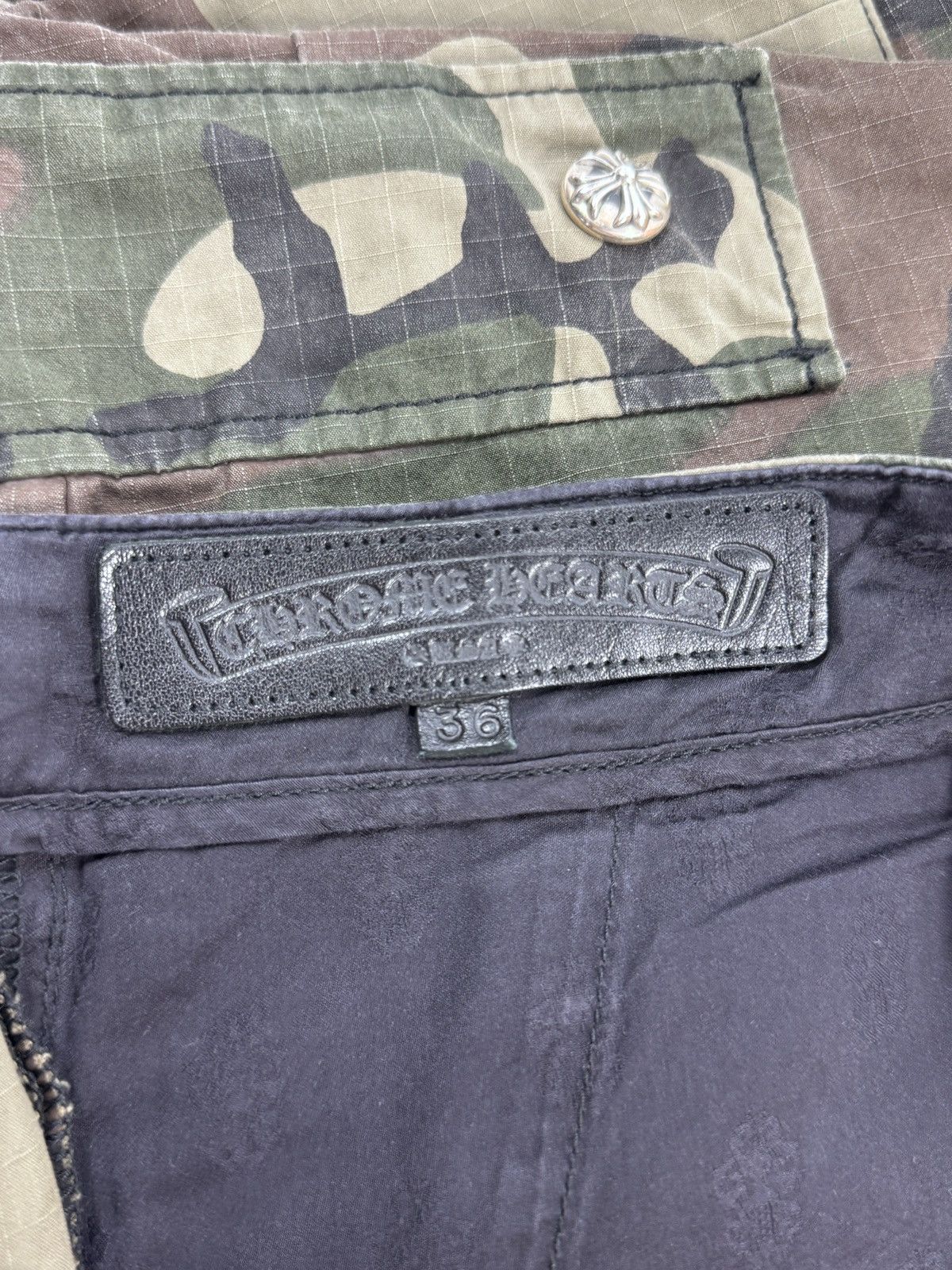 Chrome Hearts SINGLE LEATHER CROSS CAMOUFLAGE CARGO PANTS Size US 36 / EU 52 - 8 Thumbnail