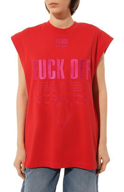 Vetements VTMNTS Red Embroidered College Logo Tank Top Size XS / US 0-2 / IT 36-38 - 1 Thumbnail