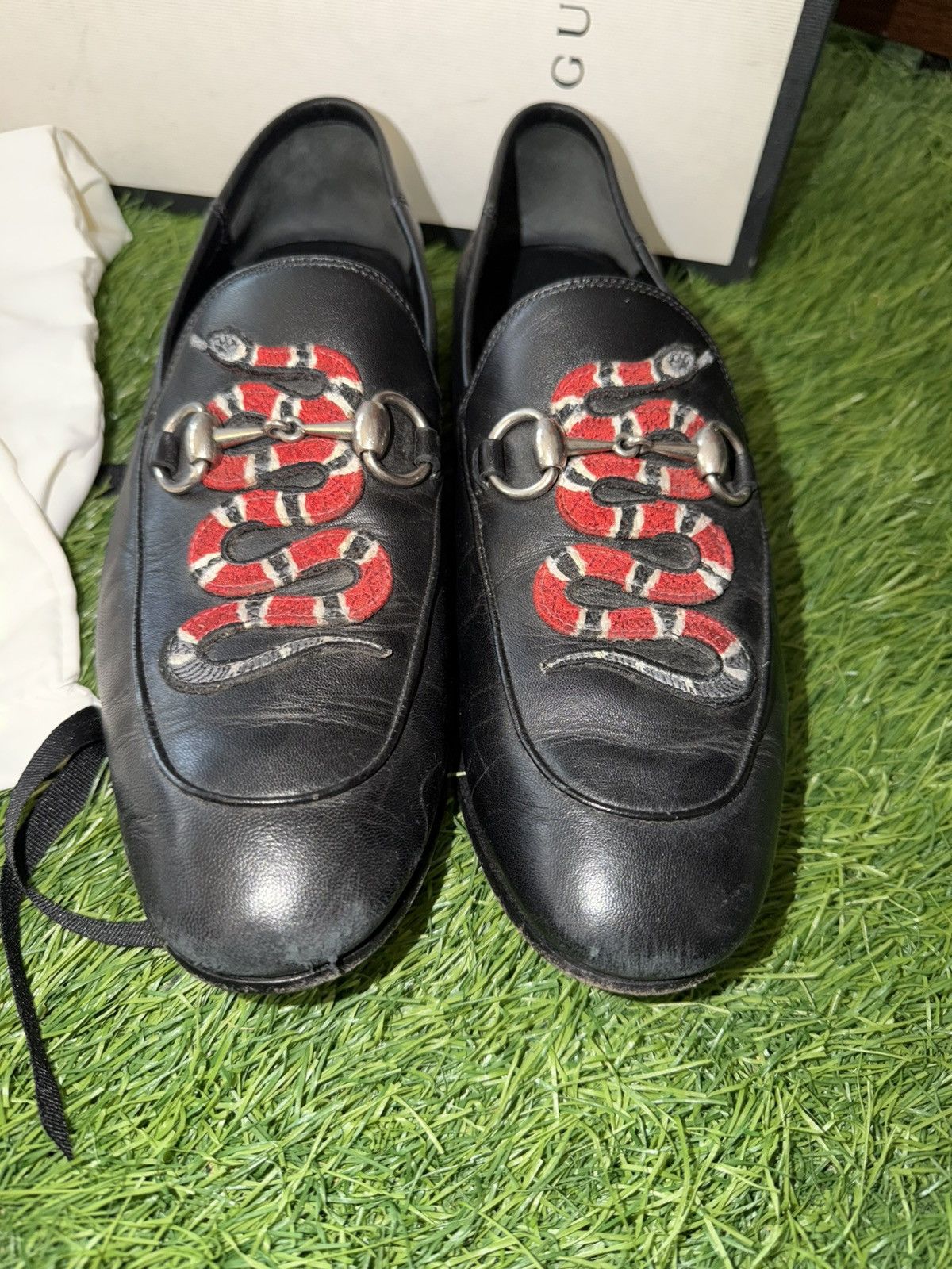 Gucci Gucci Snake Black Leather Horsebit Mens Loafers Size US 8.5 / EU 41-42 - 11 Thumbnail