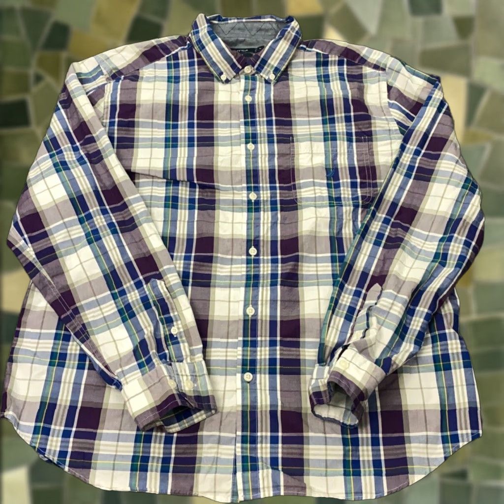 Nautica VTG Nautica Mens Shirt XL Plaid Long Sleeve Button-Down with Collar, Classic Fit, Cotton, Green, Vintage Clothing, 90s? (No extra words) Size US XL / EU 56 / 4 - 1 Thumbnail