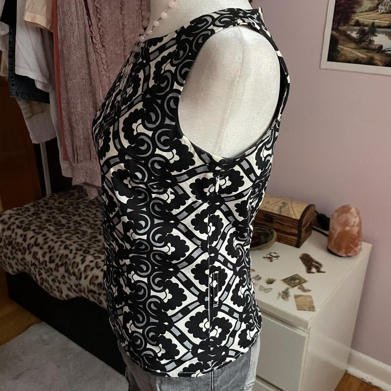 H&M 2000s Black and White Geometric Sleeveless Top Size M / US 6-8 / IT 42-44 - 2 Thumbnail
