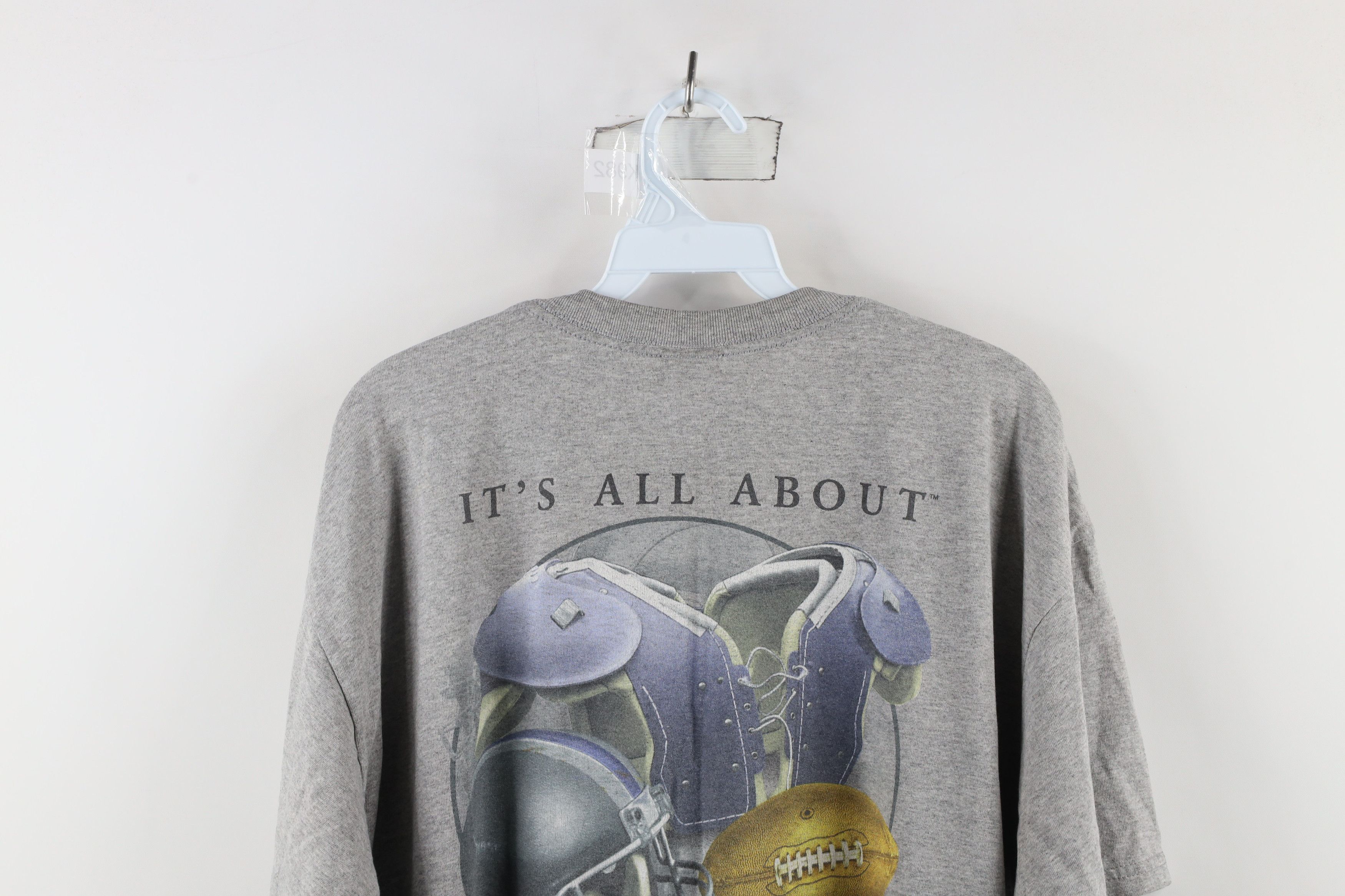 Vintage Vintage 90s Spell Out It's All About Football Sports T-Shirt Size US XL / EU 56 / 4 - 10 Thumbnail