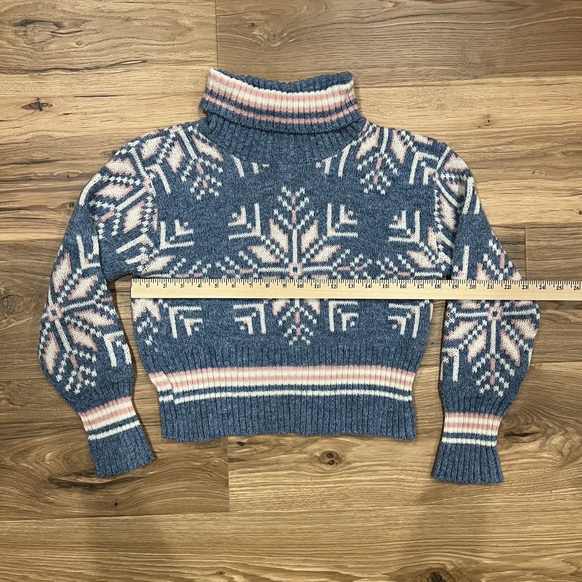 Other Vintage Womens Light Blue Pink Snowflake Sweater Large Size L / US 10 / IT 46 - 5 Thumbnail