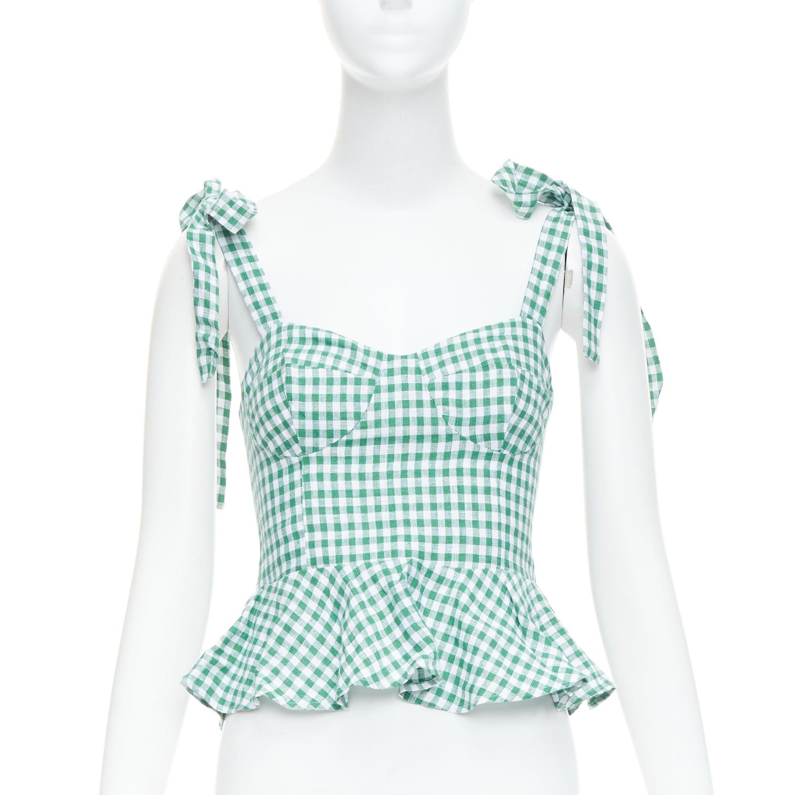 Reformation REFORMATION SEt of 2 green checkered linen top rose print tank US0 XS Size S / US 4 / IT 40 - 1 Thumbnail