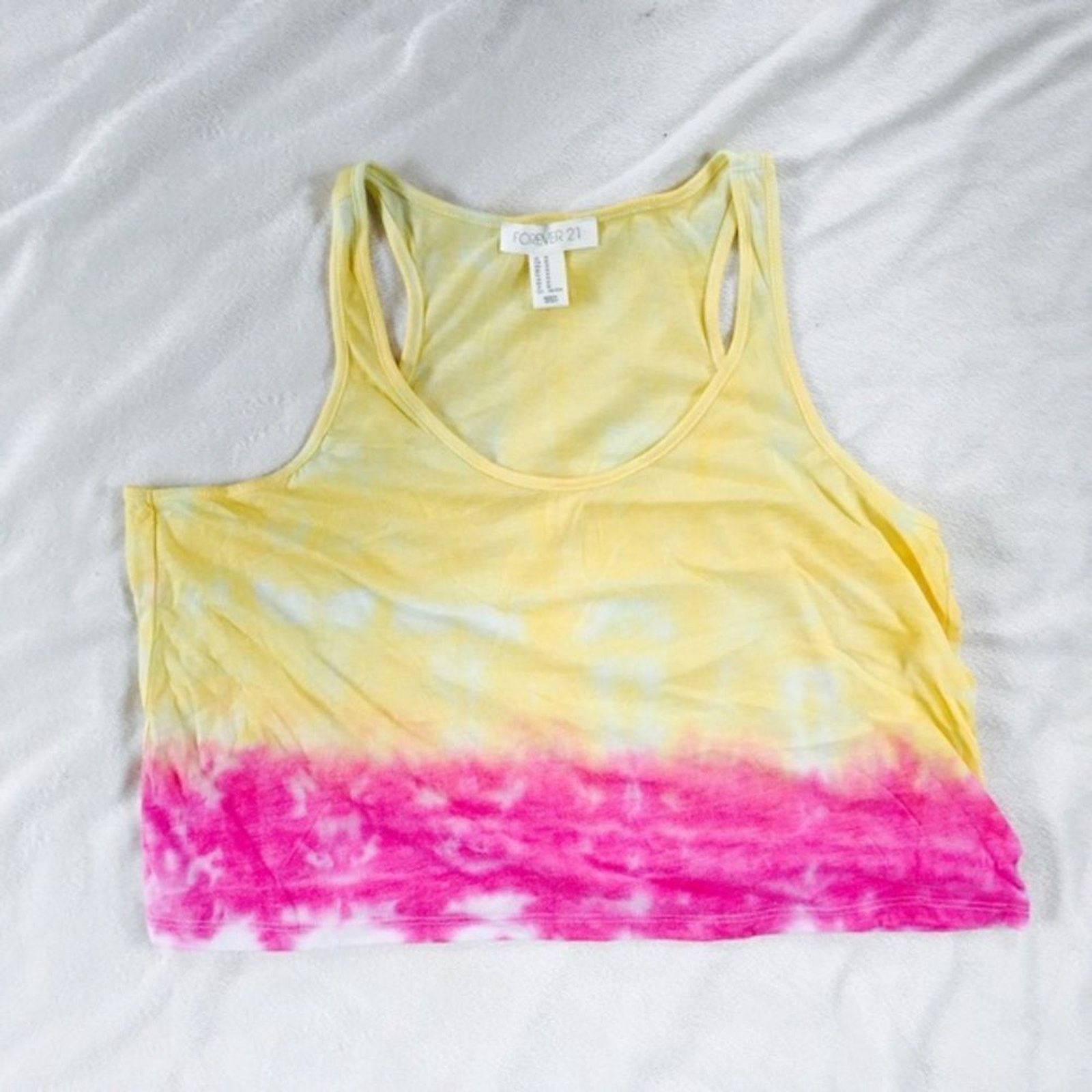 Forever 21 Forever 21 Yellow & Pink Tie-Dye Cropped Tank | Sz M Size M / US 6-8 / IT 42-44 - 2 Thumbnail