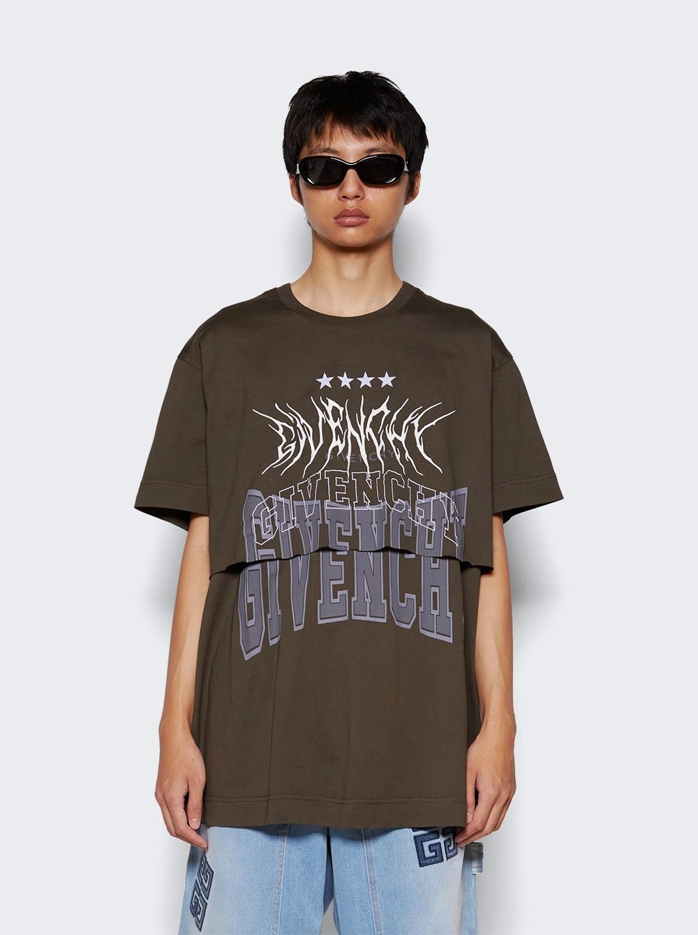 Givenchy Brown Layered Embroidered Multi Logo T-Shirt Size US M / EU 48-50 / 2 - 2 Thumbnail