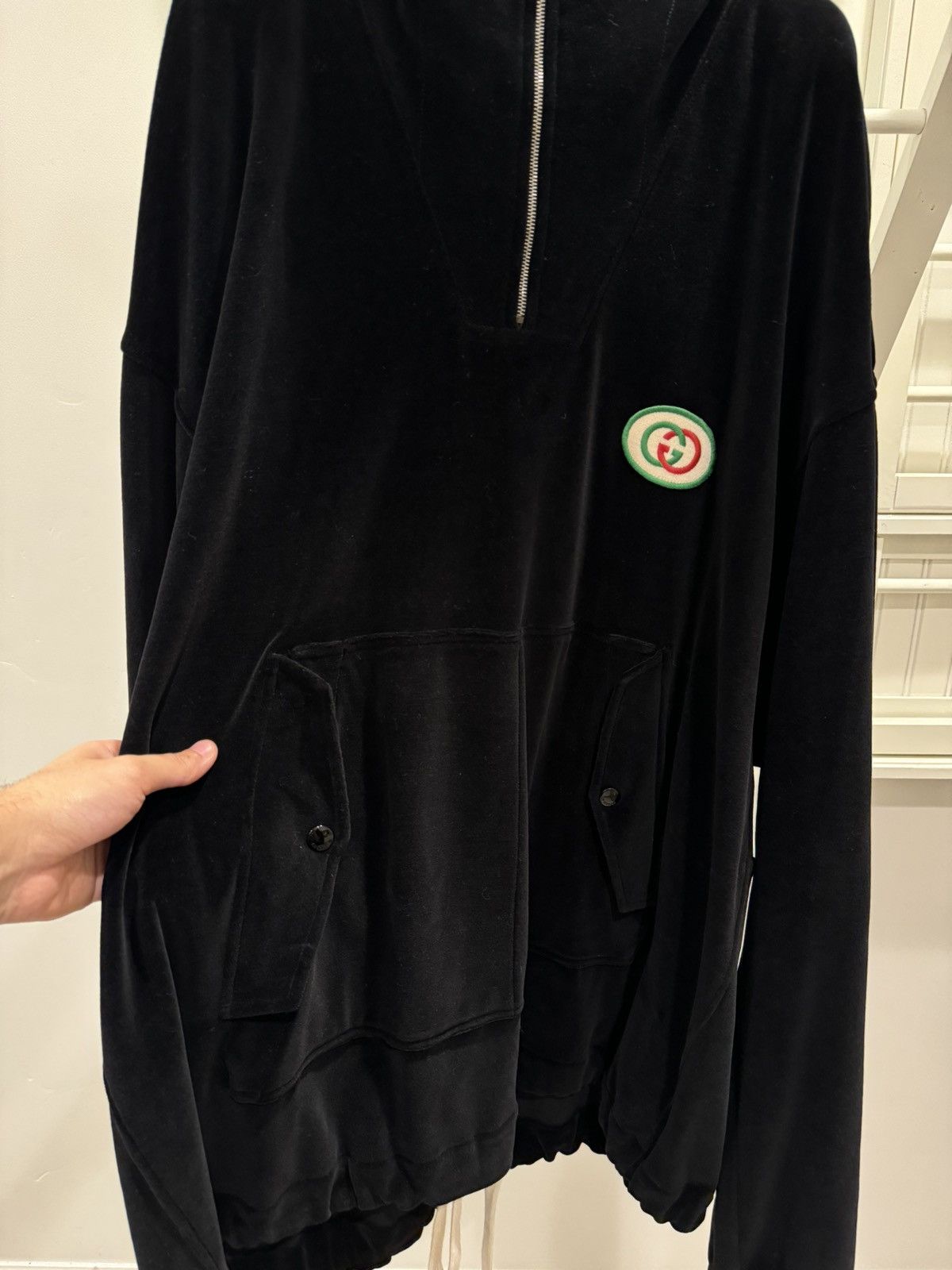 Gucci Gucci GG Logo Velour Half Zip Hoodie Size US XS / EU 42 / 0 - 3 Thumbnail