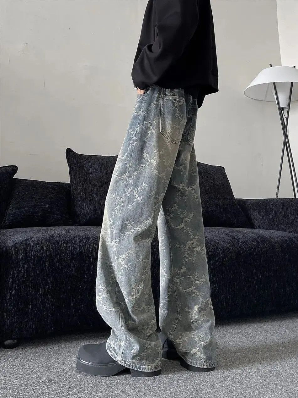 Japanese Brand Retro loose jacquard casual jeans Size US 32 / EU 48 - 5 Thumbnail