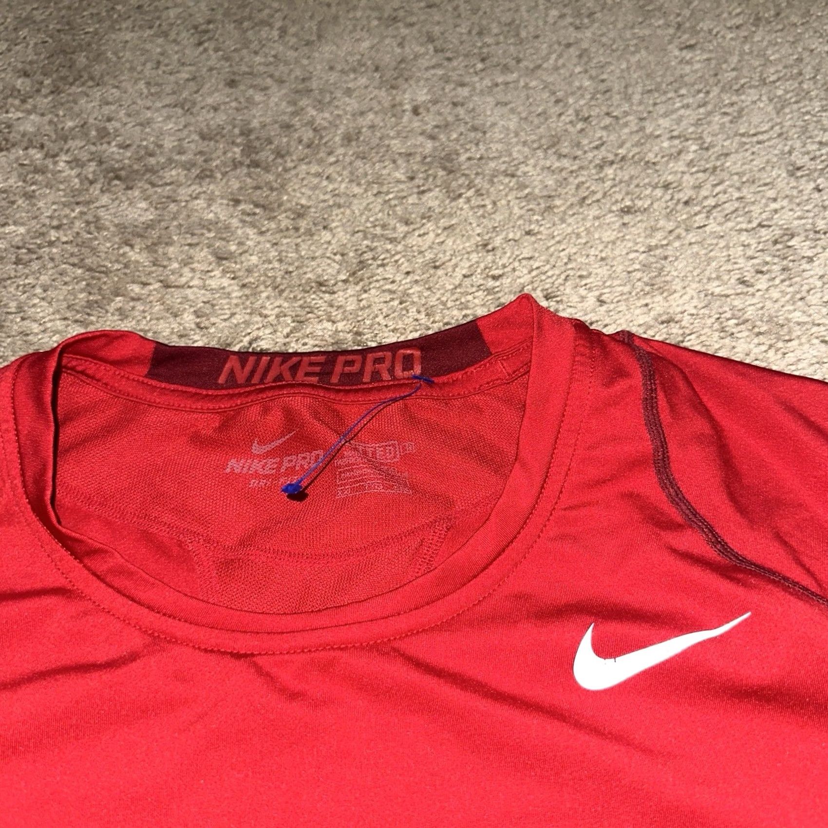 Nike Nike Pro Shirt Mens 2XL Red Dri-Fit Training Gym Workout Short Sleeve Fitted Size US XXL / EU 58 / 5 - 3 Thumbnail