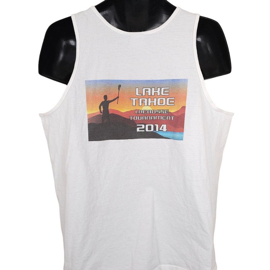 Gildan Lake Tahoe Lacrosse Tournament Tank Top Mens Size XL White Size US XL / EU 56 / 4 - 1 Thumbnail
