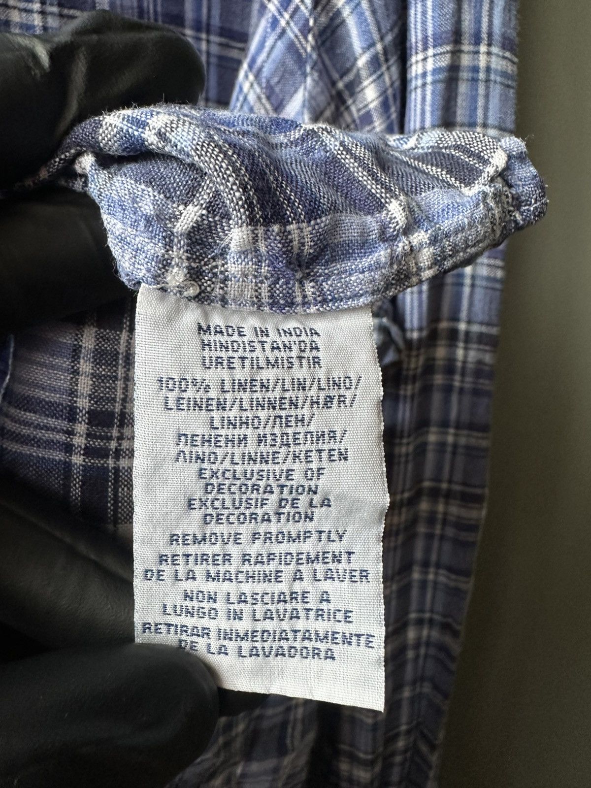 Ralph Lauren Polo Ralph Lauren Pony Logo Blue Check Linen Oxford Shirt Size US XL / EU 56 / 4 - 6 Thumbnail