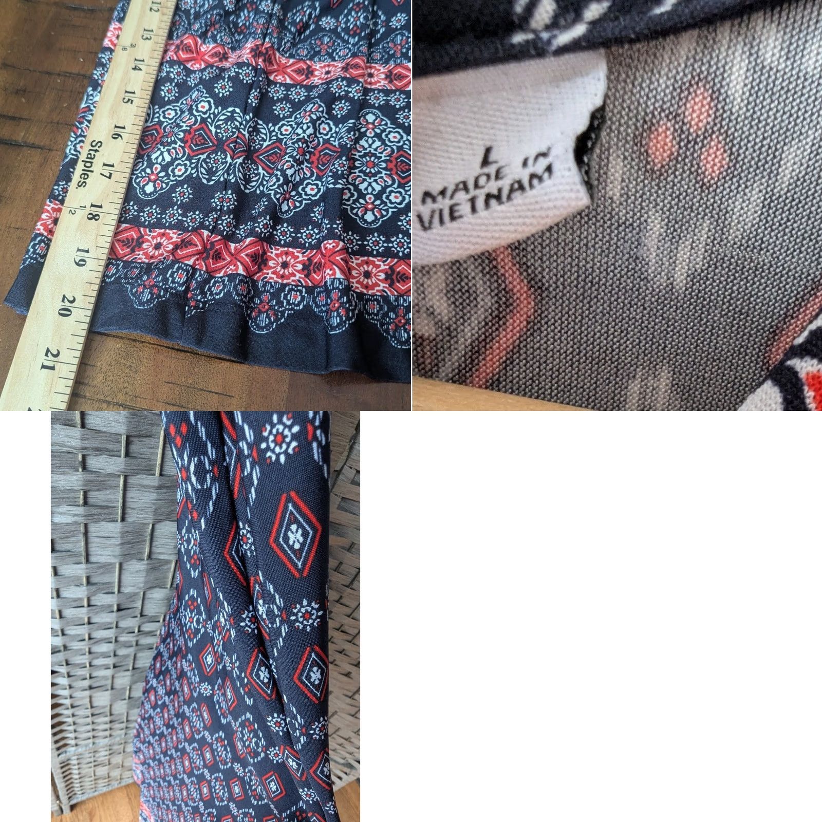 Nautica Navy Red Geometric Print Sleeveless Wide Leg Jumpsuit Womens L Nautical Preppy Size 36" / US 14 / IT 50 - 8 Thumbnail