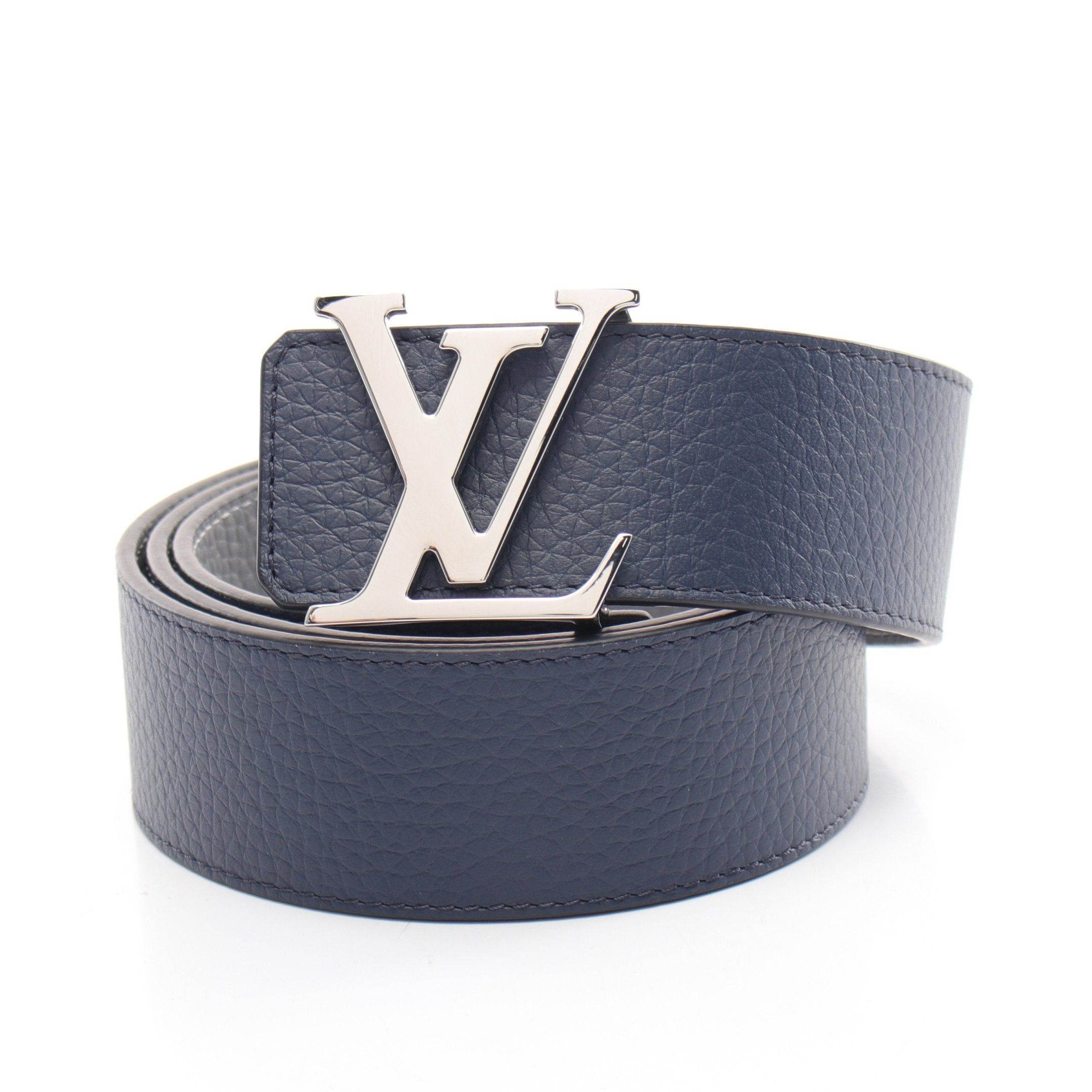 Louis Vuitton Louis Vuitton Lv Initial 40Mm Reversible Belt Taurillon Leather Navy Gray Size ONE SIZE - 1 Thumbnail