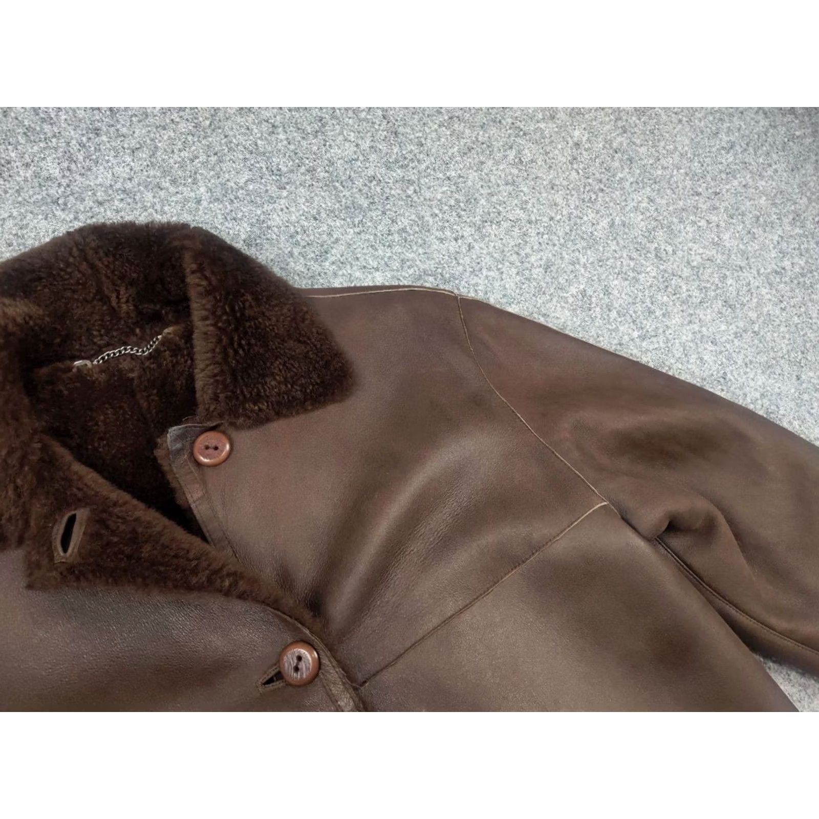 Gallotti VINTAGE Gallotti Bacis Italy Design Brown Leather Shearling Fur-Lined Coat Jacket Men M Brown Leather Jacket Wool Lined Winter Designer 90s Mens Size US M / EU 48-50 / 2 - 4 Thumbnail