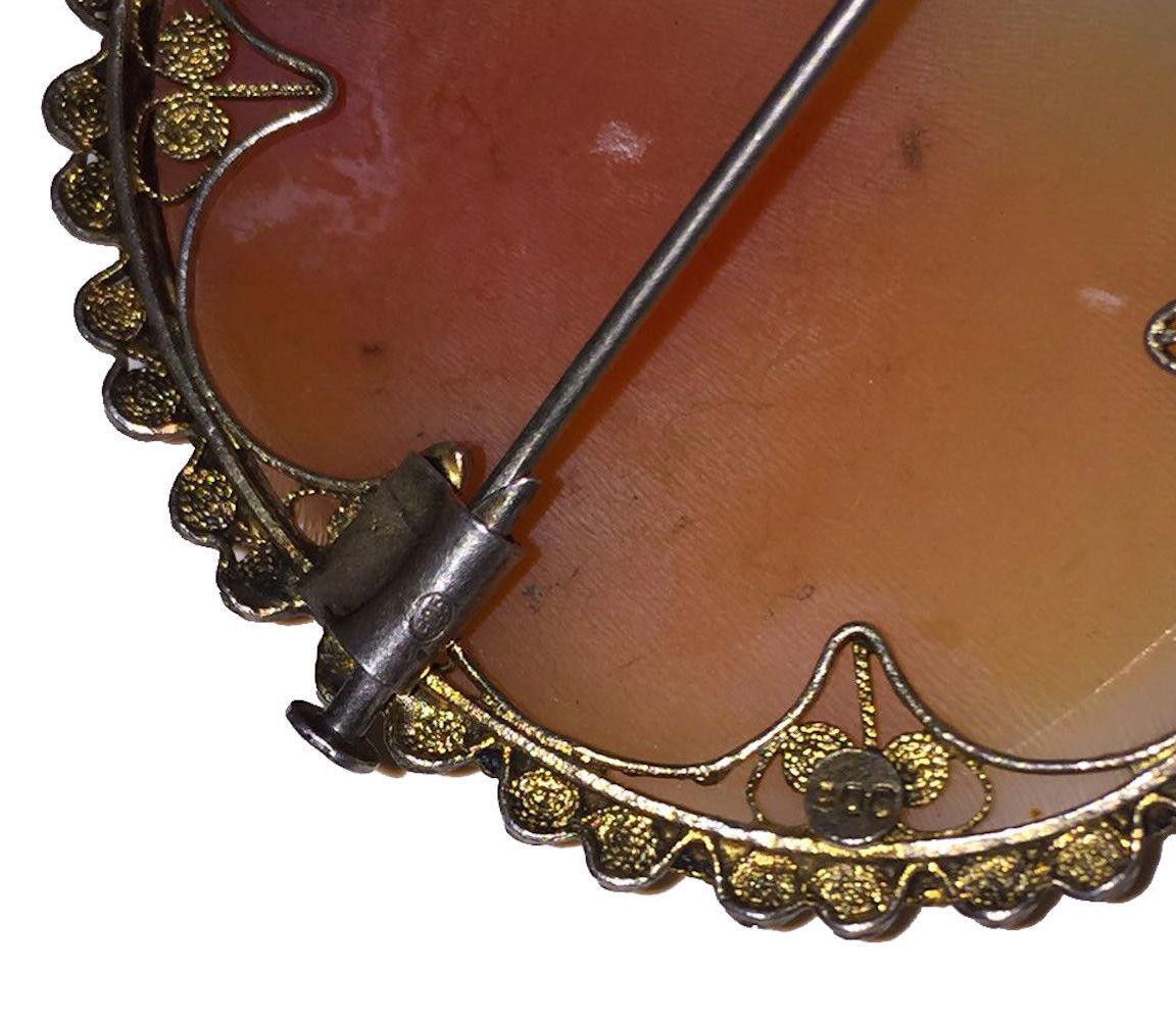 Designer Silver 14kt Gold Vermeil Filigree Shell Cameo Necklace Size ONE SIZE - 5 Thumbnail