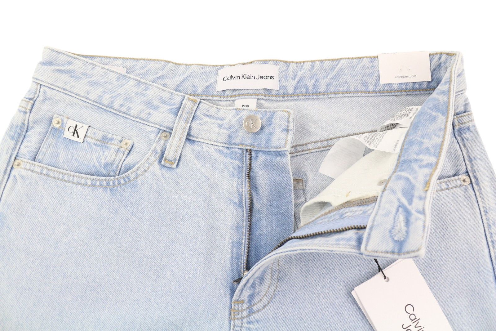 Calvin Klein 90S STRAIGHT W30 Light Blue Washed Zip Fly Denim 85298 Size US 30 / EU 46 - 4 Thumbnail