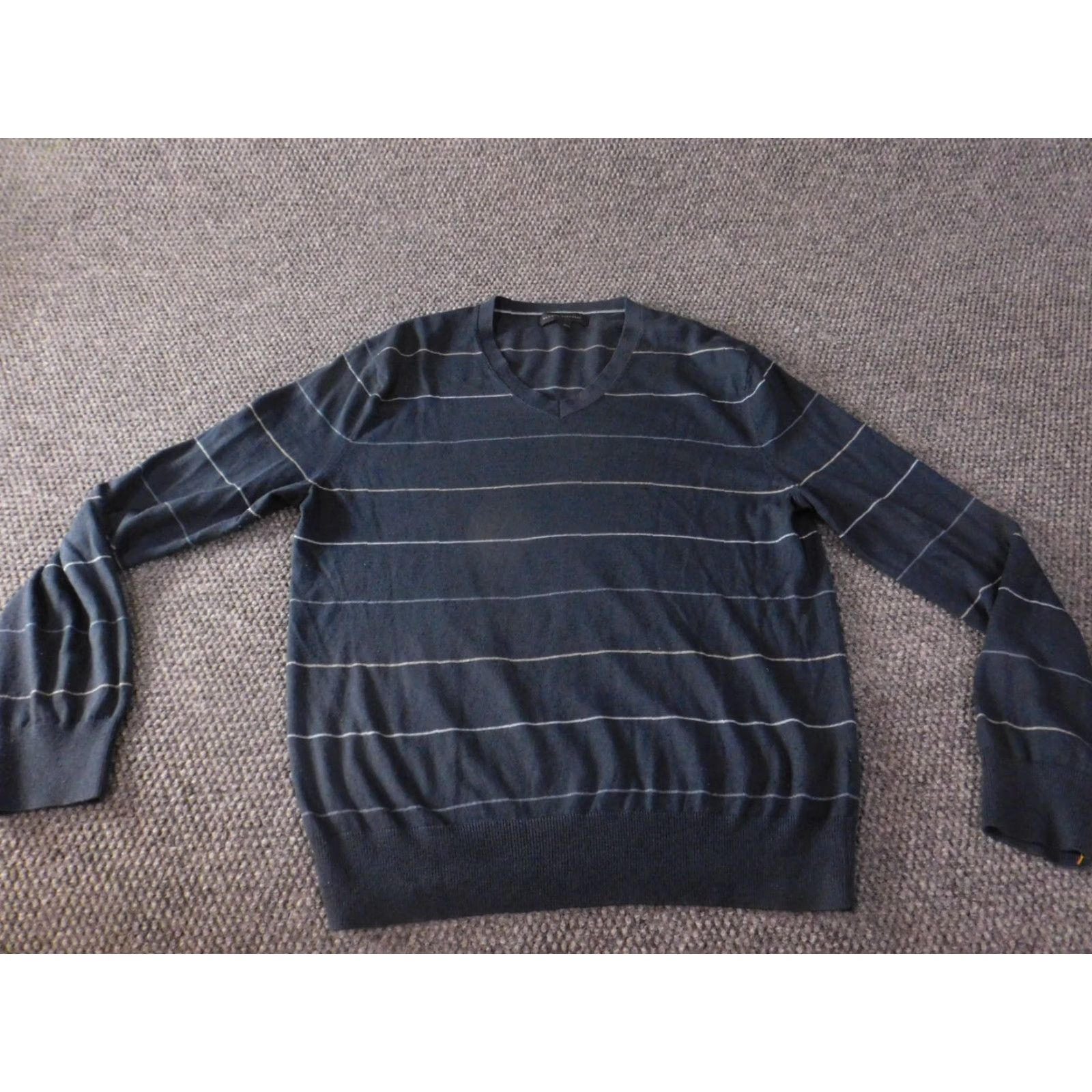 Banana Republic Banana Republic Mens Sweater Long Sleeve Crew Neck Pullover Striped Blue M Regular Knit Cotton Nylon Silk Size US M / EU 48-50 / 2 - 2 Thumbnail