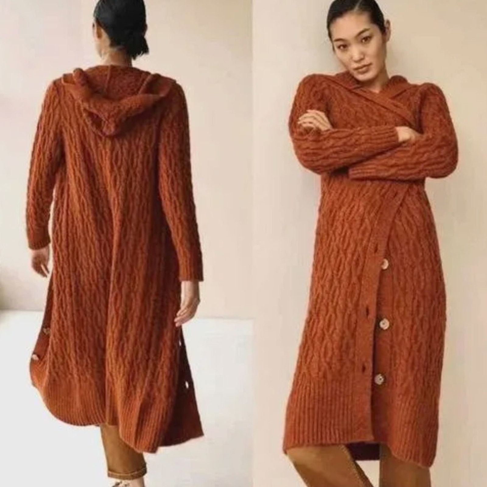 Anthropologie Anthropologie Hooded Duster Cardigan Sweater Jacket Long Size 3XL / US 20-22 - 1 Thumbnail