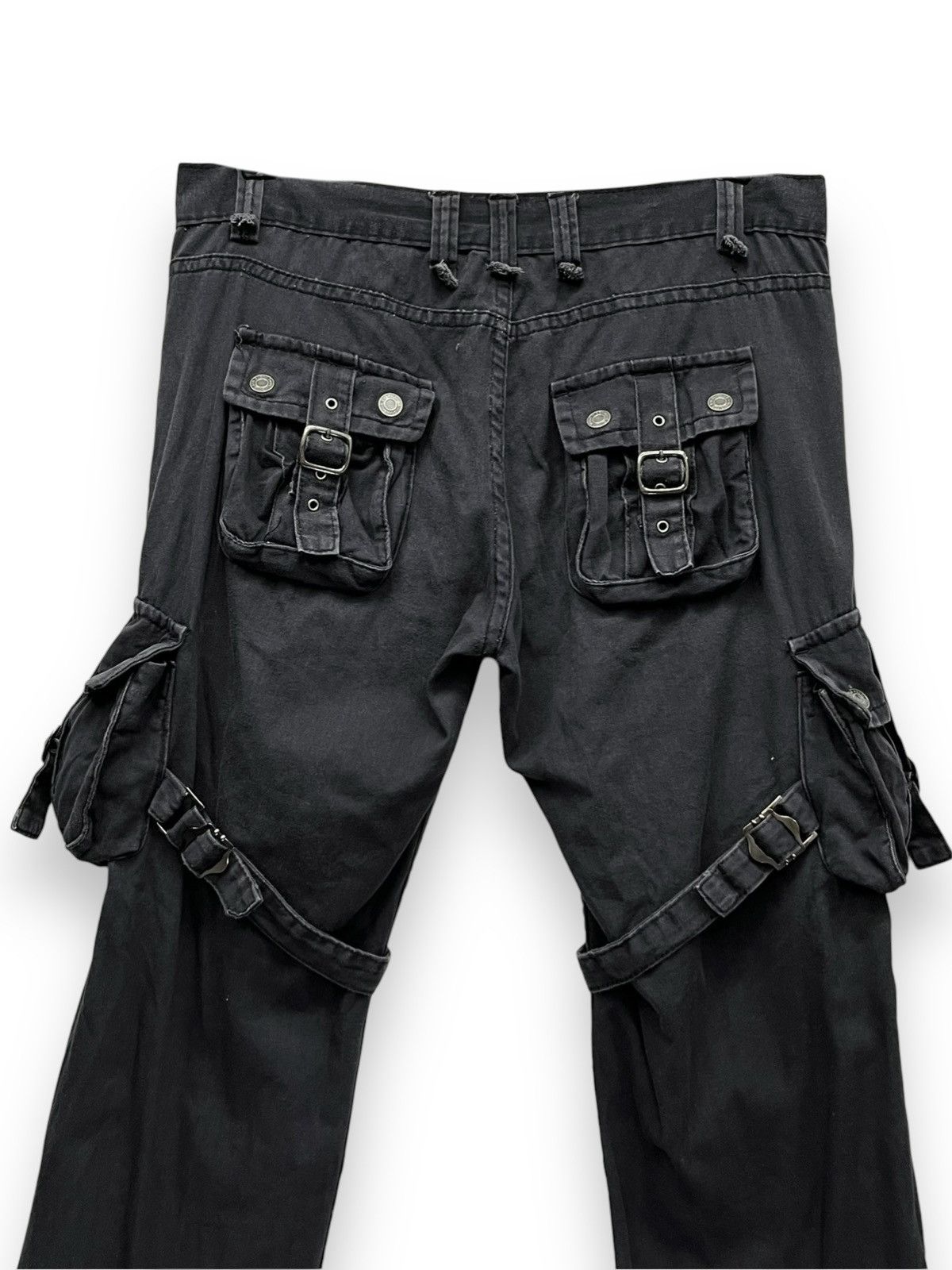 Seditionaries 🔥BIKE STAR Punk Bondage Cargo Double Knee Faded Black Flare Size US 32 / EU 48 - 11 Thumbnail