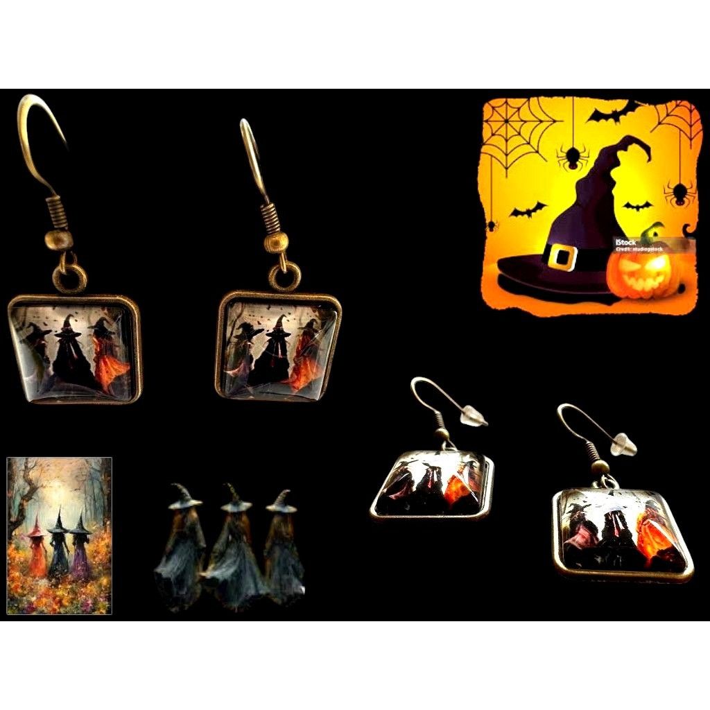Handmade Macbeth Three Witches Earrings Halloween Supernatural Power Size ONE SIZE - 4 Thumbnail