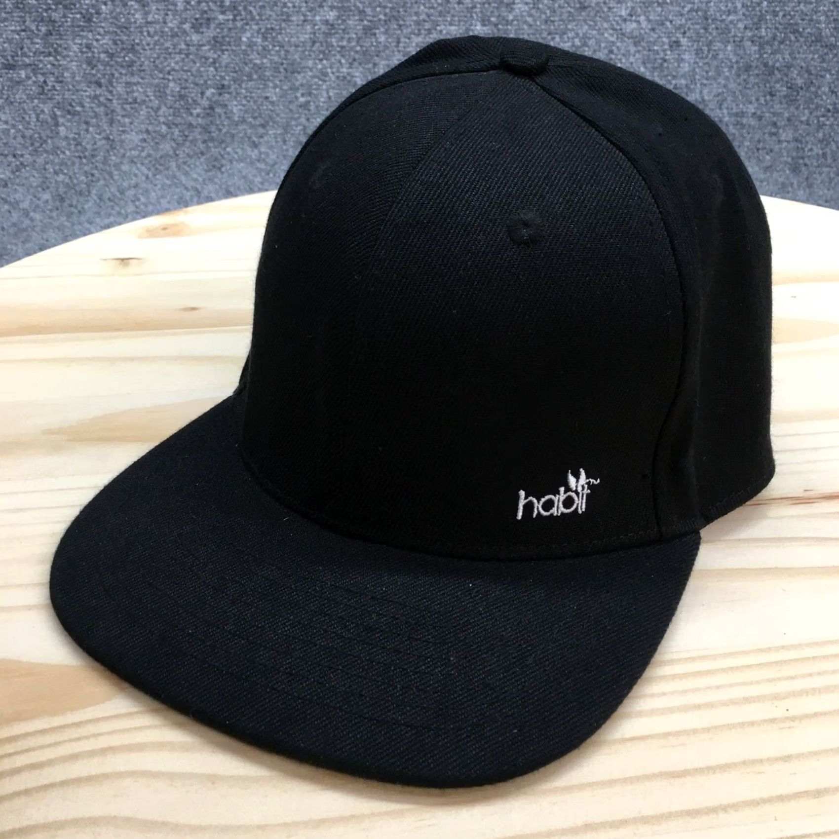 Vintage Habit Snapback Cap Hat Mens One Size Black Solid Adjustable Flat Brim Basic Size ONE SIZE - 2 Thumbnail
