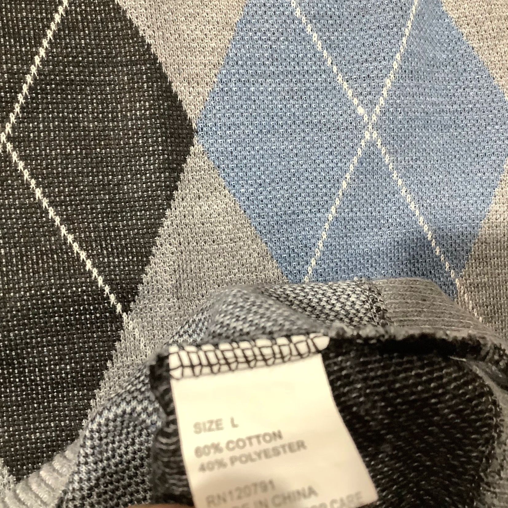 Vintage Leonardo Gavino Sweater Vest L Mens V-Neck Gray Blue Argyle Cotton Golf Size US L / EU 52-54 / 3 - 6 Thumbnail