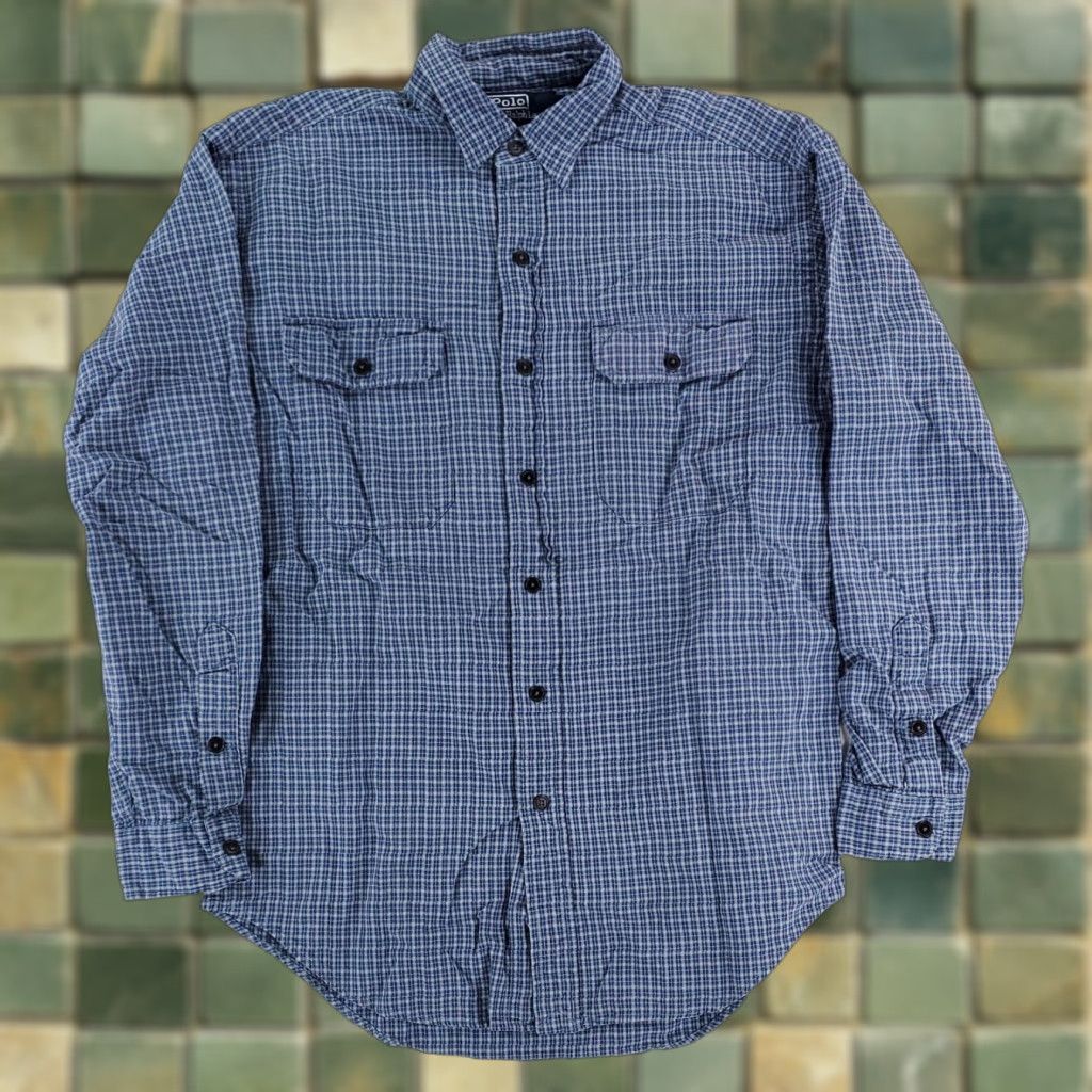 Polo Ralph Lauren Polo Ralph Lauren GI Shirt Button Up Long Sleeve Blue Check Mens M Size US M / EU 48-50 / 2 - 1 Thumbnail