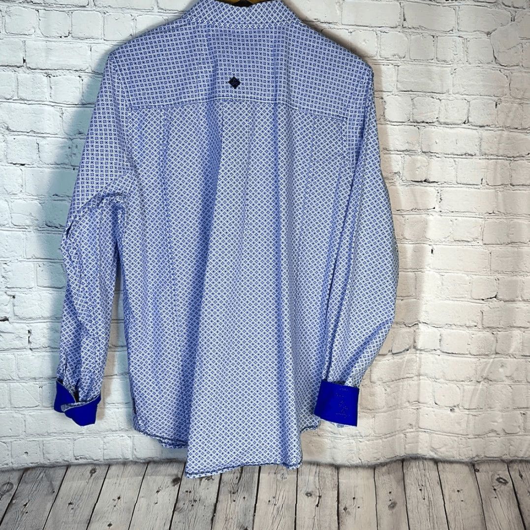 Prana prAna Shirt Mens L Blue Multicolor Geometric Poplin Slim Fit Long Sleeve Button-Up Lukas Size US L / EU 52-54 / 3 - 6 Thumbnail