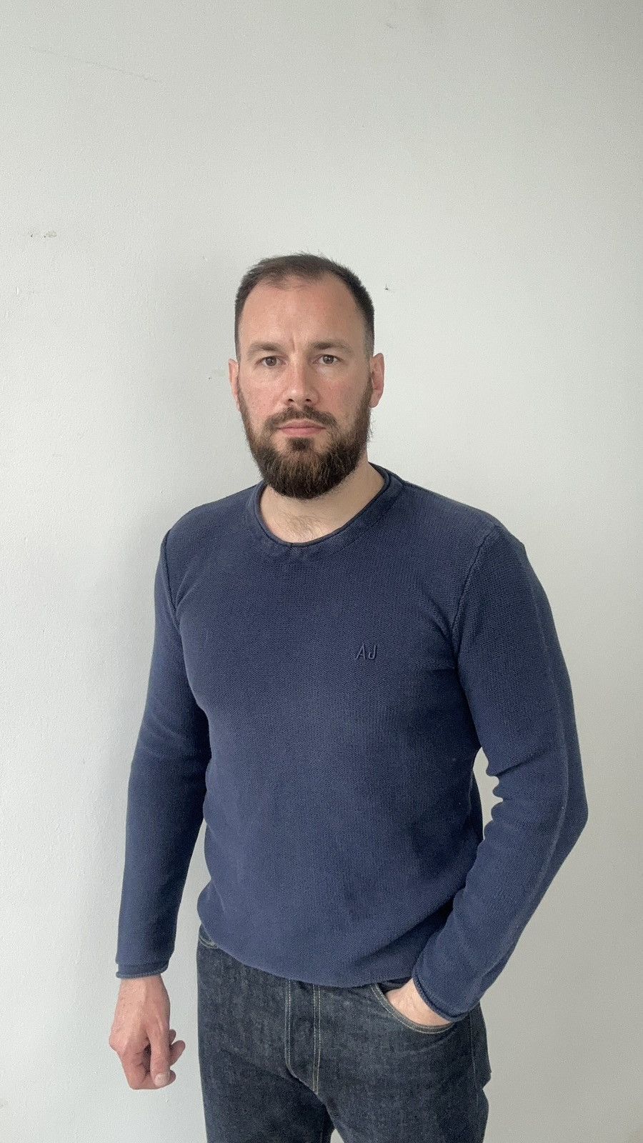 Emporio Armani Vintage Armani Jeans Sweater Knitted Crewneck AJ Logo Jumper Size US M / EU 48-50 / 2 - 2 Thumbnail