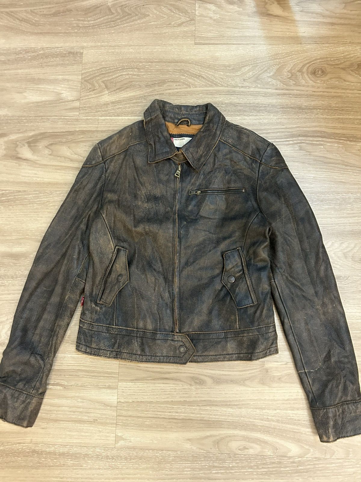 Levi's Levi’s Distressed Cowhide Leather Biker Jacket Vintage Style Size US L / EU 52-54 / 3 - 4 Thumbnail