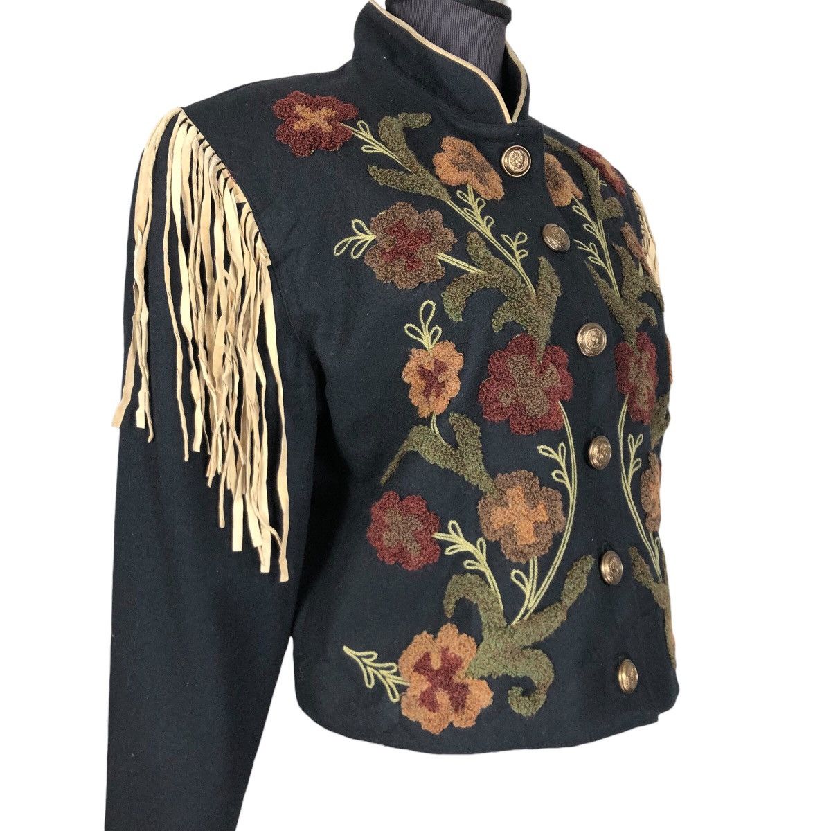 Cowboy Equipment Vintage 90s Double D Ranch Wear Wool Cowgirl Fringe Jacket Size S / US 4 / IT 40 - 3 Thumbnail