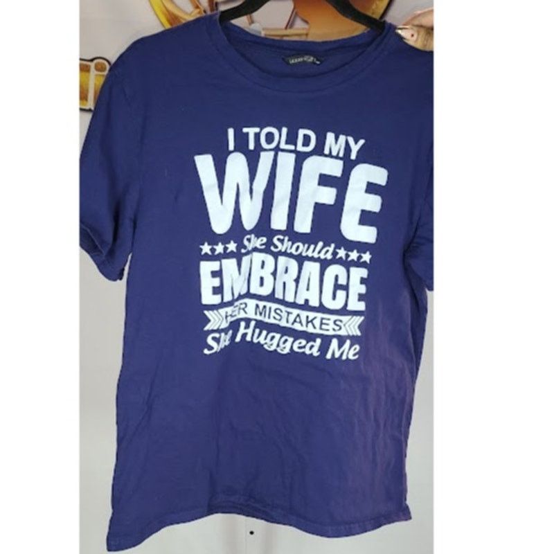 Other Mens Funny Graphic Tee I Told My Wife Blue TShirt Size 2XL Size US XXL / EU 58 / 5 - 4 Thumbnail