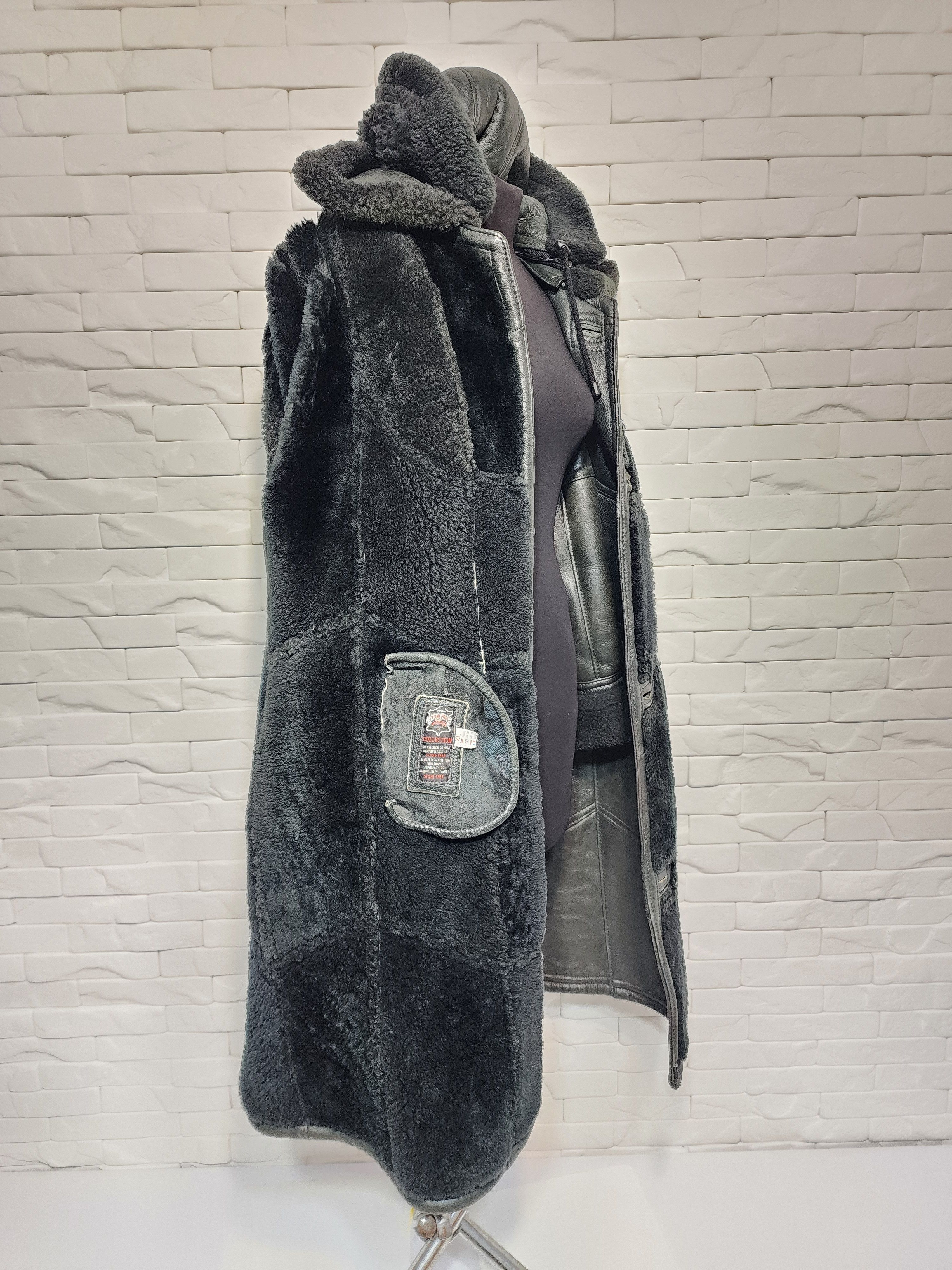 Genuine Leather Hooded Coat Genuine Fur, Women's Warm Winter Outerwear Size M / US 6-8 / IT 42-44 - 9 Thumbnail