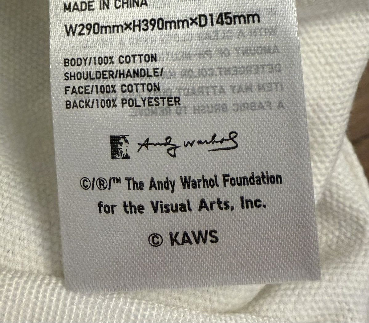 Andy Warhol × Kaws × Uniqlo KAWS x Andy Warhol Canvas Tote Bag White Limited Edition NWT Size ONE SIZE - 9 Thumbnail