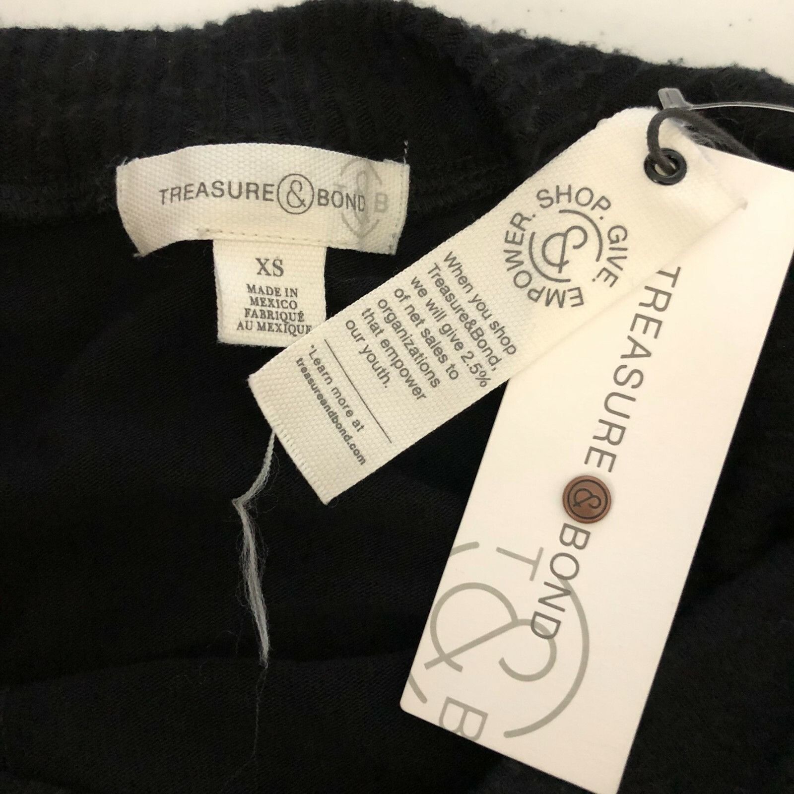 Treasure & Bond Treasure & Bond Womens Sweater Ribbed Knit Scoop Neck Black Size XS / US 0-2 / IT 36-38 - 4 Thumbnail