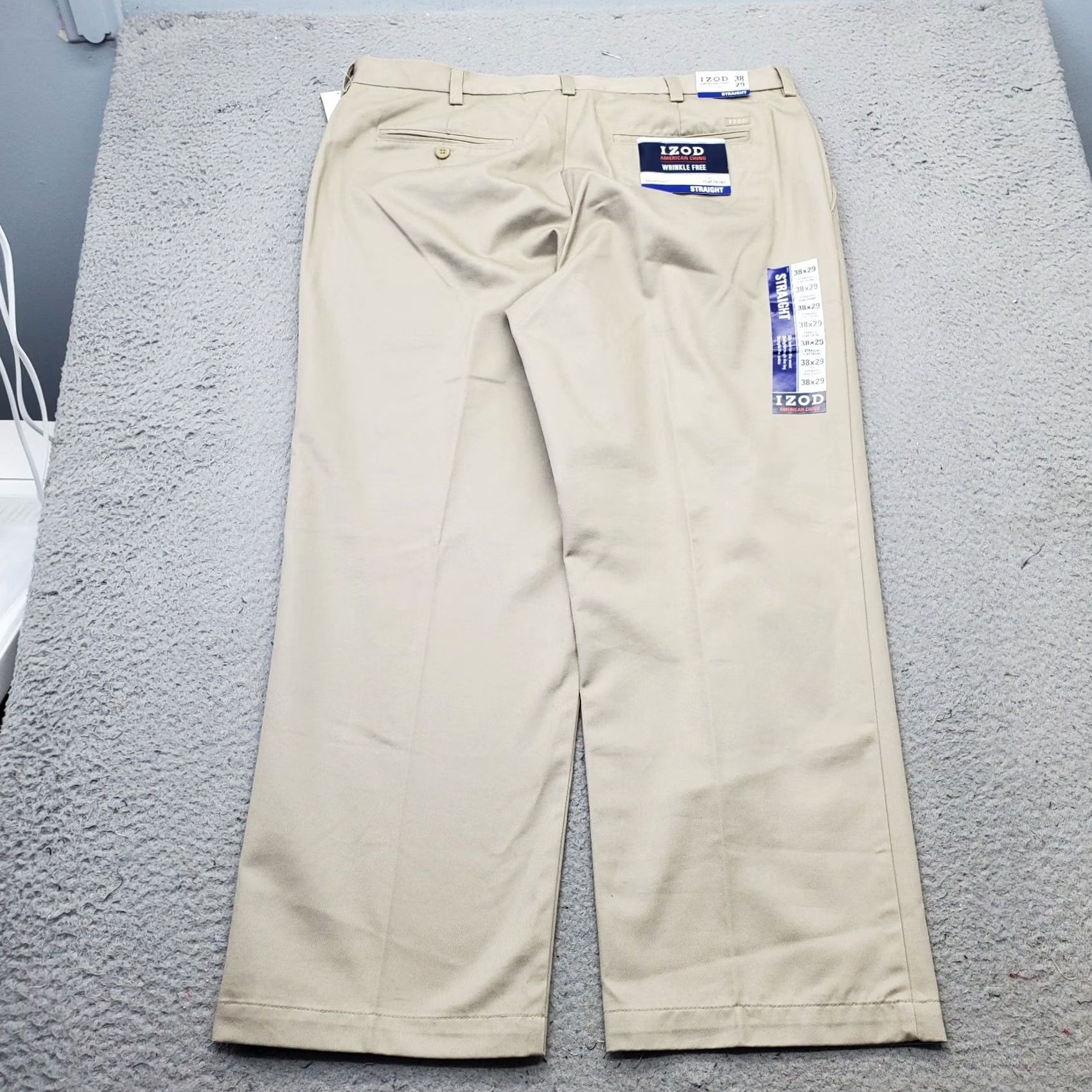 Izod IZOD Mens Pants Chino Flat Front Straight Fit 38 Tan Size Mens 38 Inseam 29" Regular XS? Size US 38 / EU 54 - 2 Thumbnail