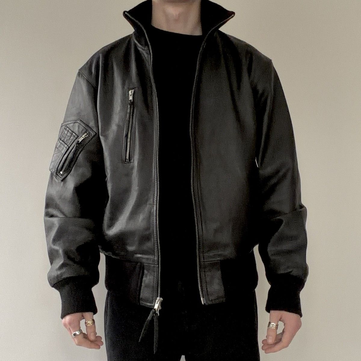 MIL-TEC Mil-Tec German Black Leather Pilot Jacket Size US L / EU 52-54 / 3 - 2 Thumbnail