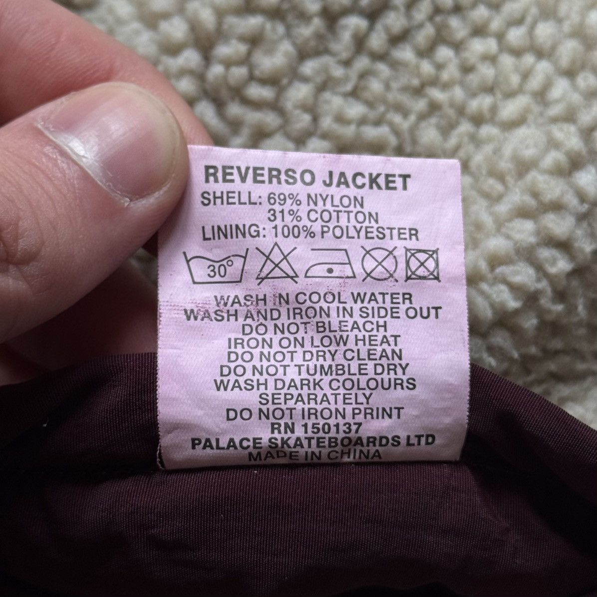 Palace Palace Reversible Sherpa Bomber Luxury Colour Burgundy/Cream Size US L / EU 52-54 / 3 - 9 Thumbnail