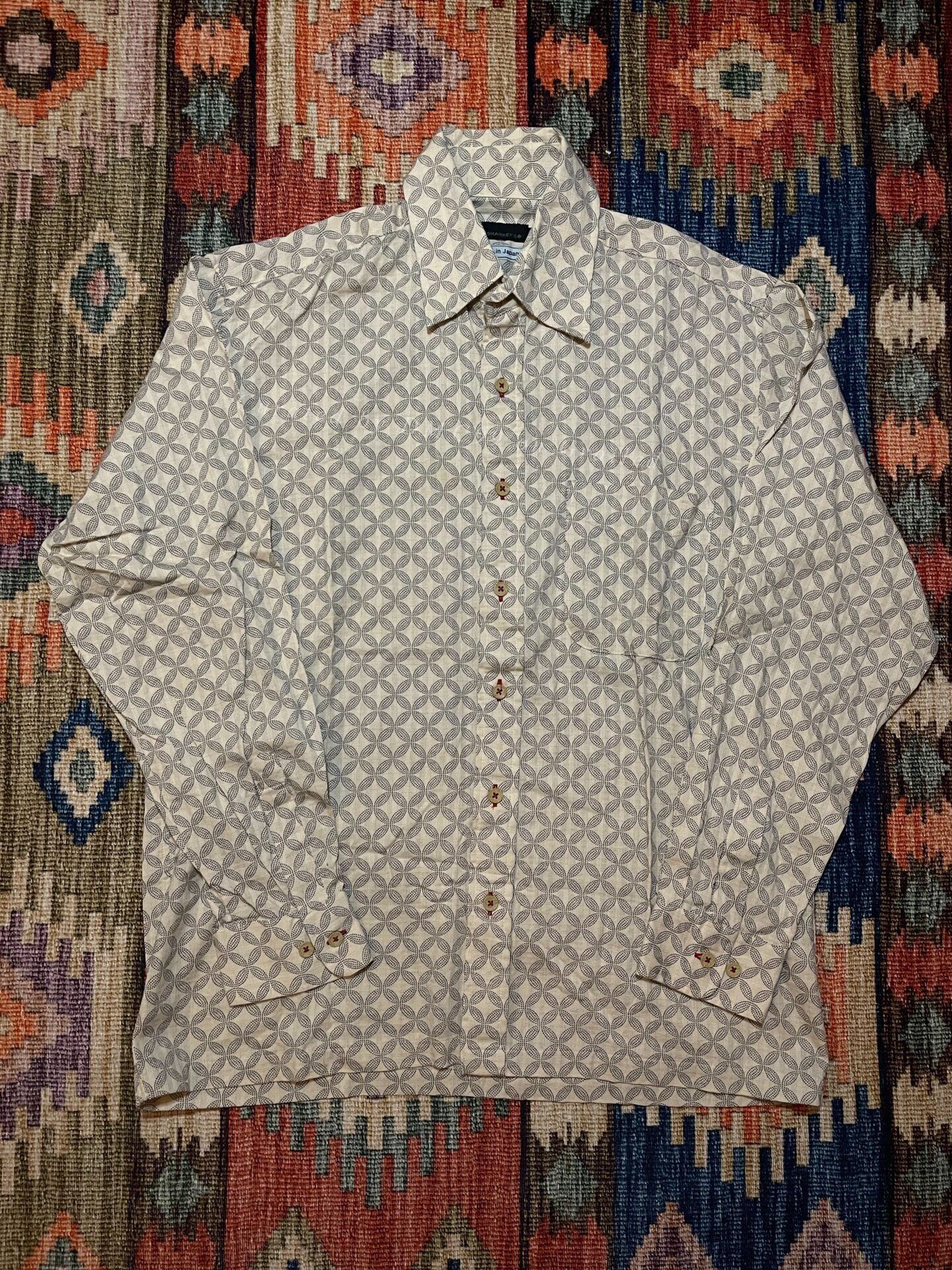 Vintage SHARKEY'S Japan Beige Vintage Jacquard Shirt M Size US M / EU 48-50 / 2 - 1 Thumbnail