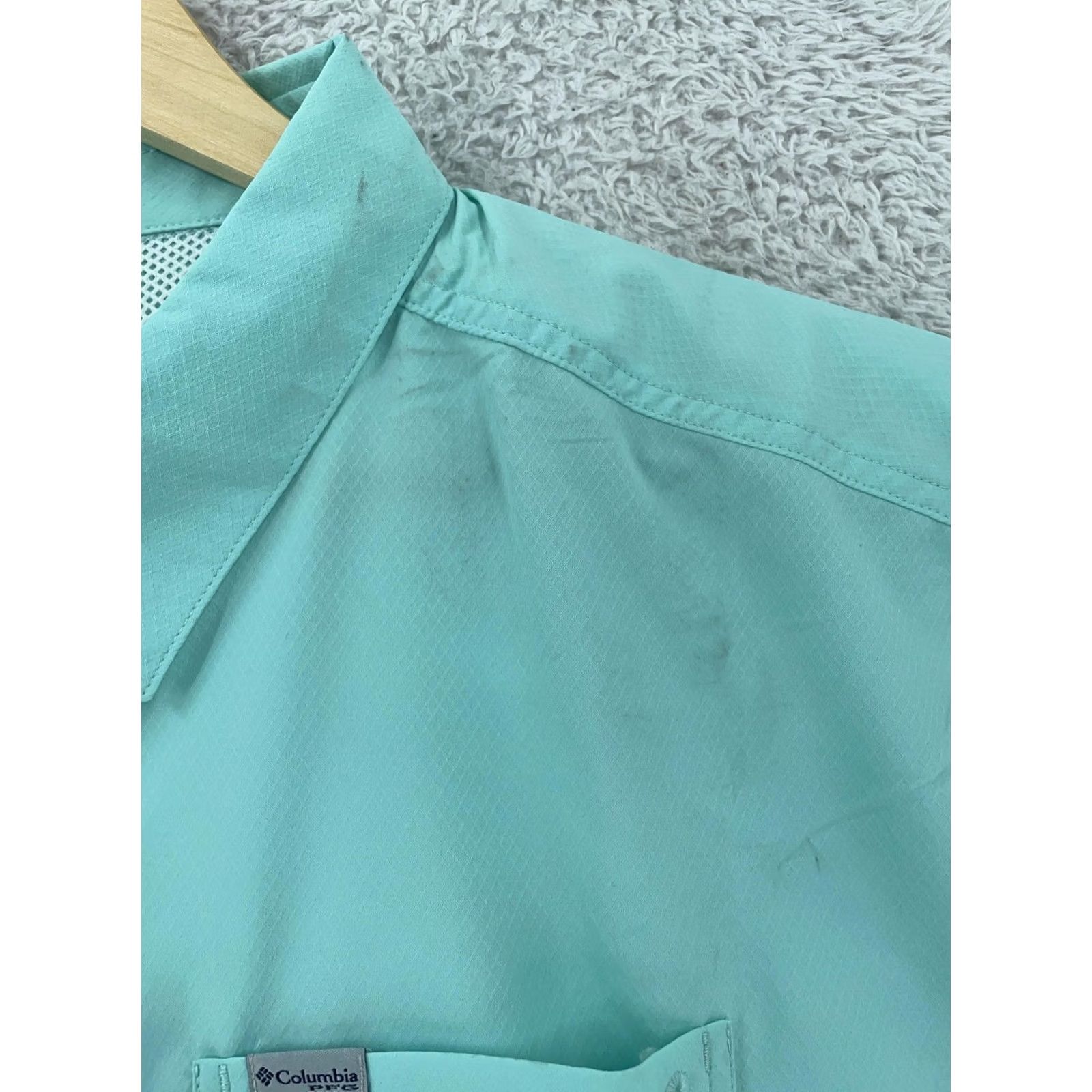 AQUA Columbia PFG Shirt Mens 2XL Aqua Omni Shade UPF 50 Fishing Collared Button Up Size US XXL / EU 58 / 5 - 3 Thumbnail