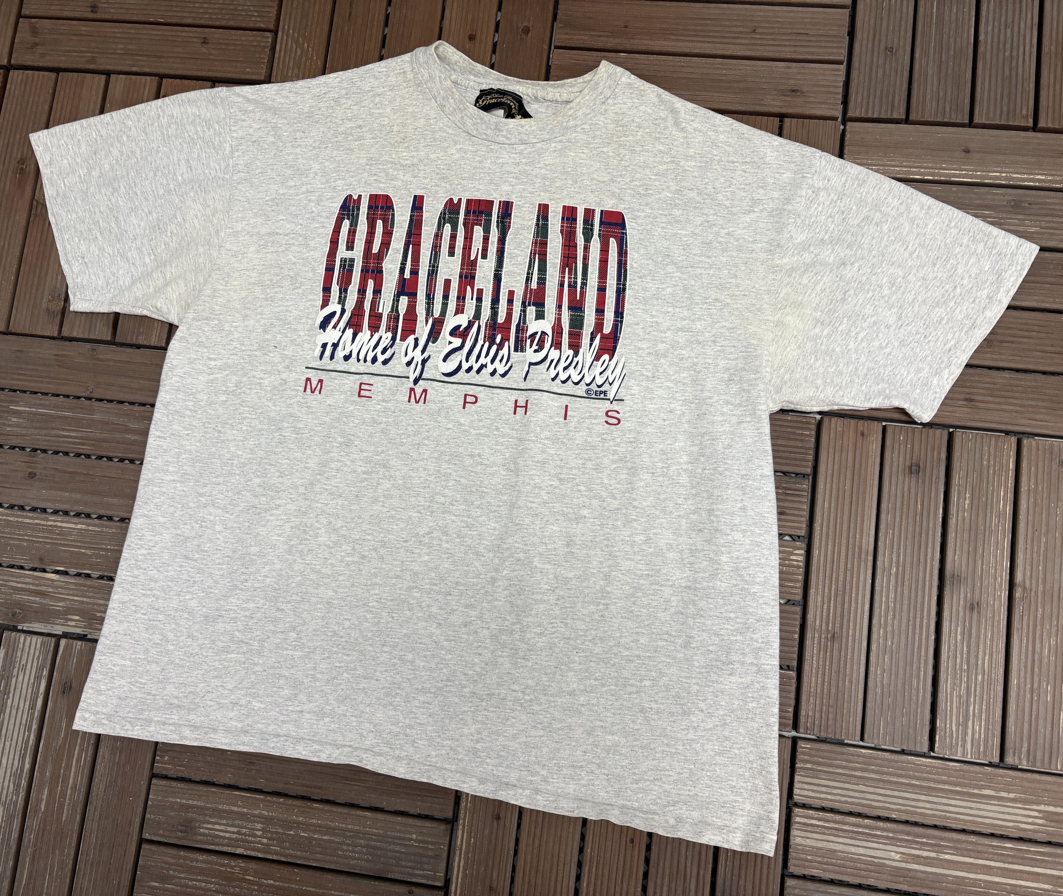 Vintage Graceland Home Of Elvis Presley Vintage Grey T-Shirt Tee Size US XXL / EU 58 / 5 - 3 Thumbnail