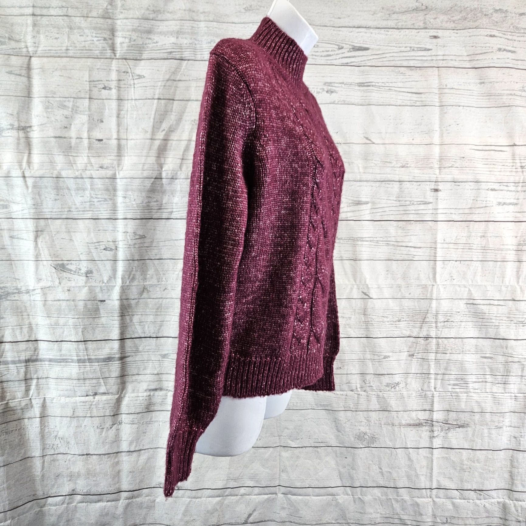 Banana Republic Banana Republic Womens Cable Knit Sweater Sz Small Purple Long Sleeve Pullover Size S / US 4 / IT 40 - 3 Thumbnail