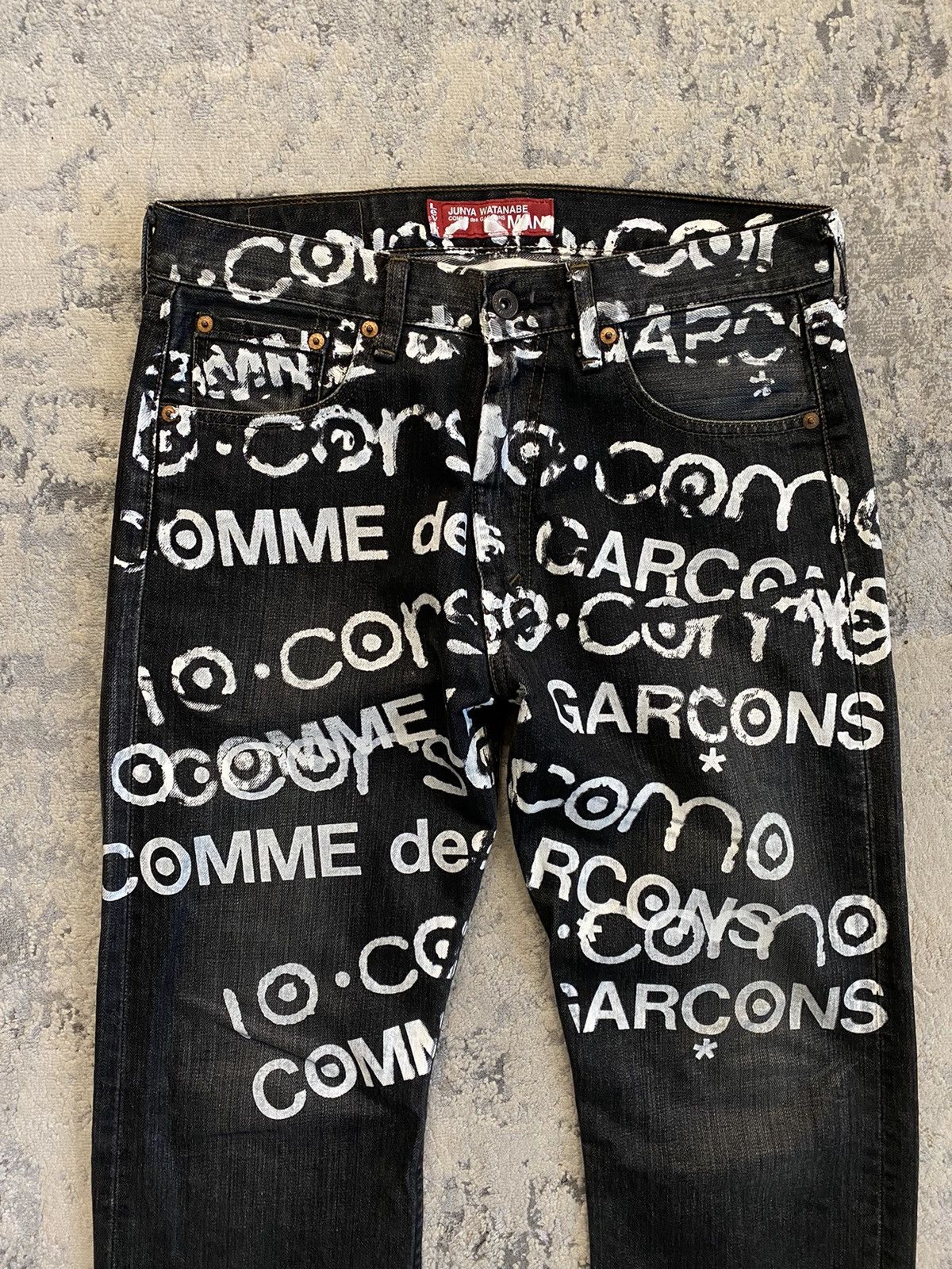 Comme des Garcons Junya Watanabe Man Corso Como SS02 Painted Denim Size US 30 / EU 46 - 2 Thumbnail