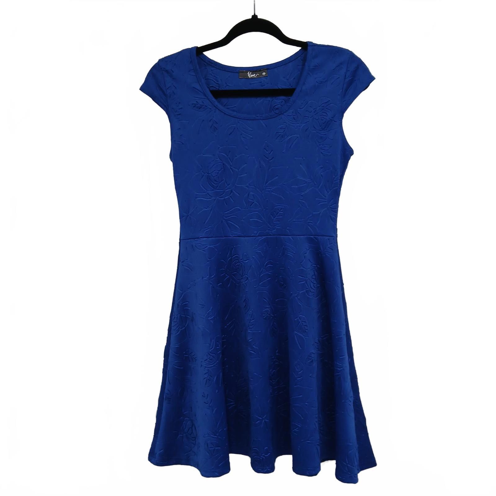 One Piece Pinc Medium Electric Blue Embossed Dress Size M / US 6-8 / IT 42-44 - 2 Thumbnail
