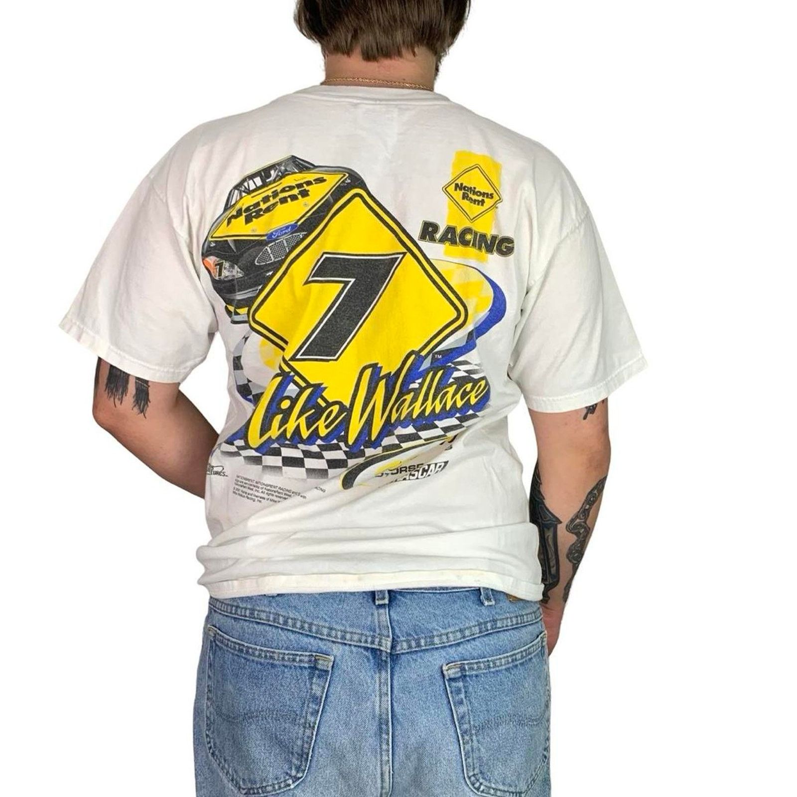 NASCAR × Vintage Vintage Mike Wallace All Over Print Nascar Graphic T-shirt Size US L / EU 52-54 / 3 - 4 Thumbnail