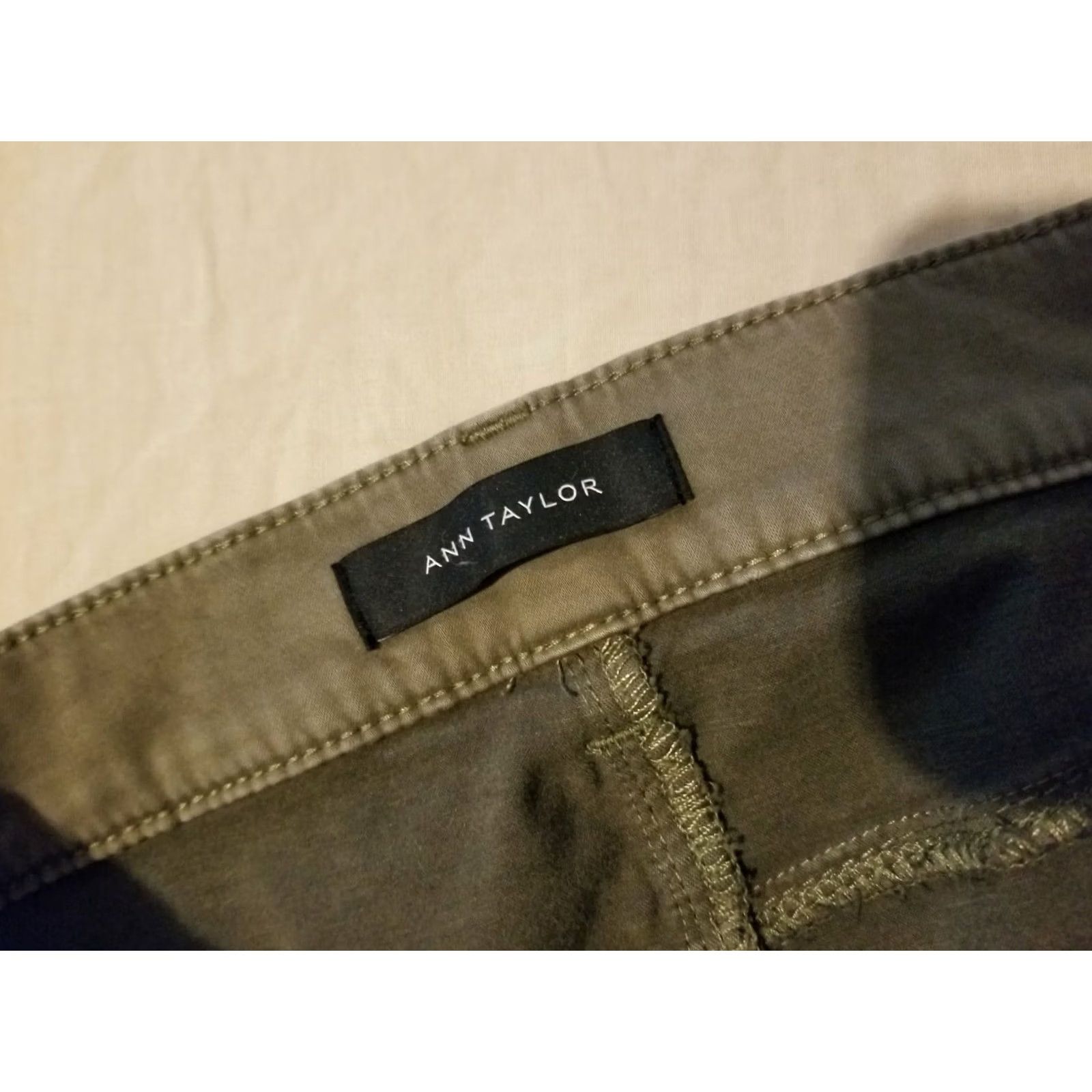 Ann Taylor Womens Ann Taylor Khaki Dress Pants 12 Cotton Slack Chino Trouser Stretch Beige Regular Pants Womens Size 34" / US 12 / IT 48 - 5 Thumbnail