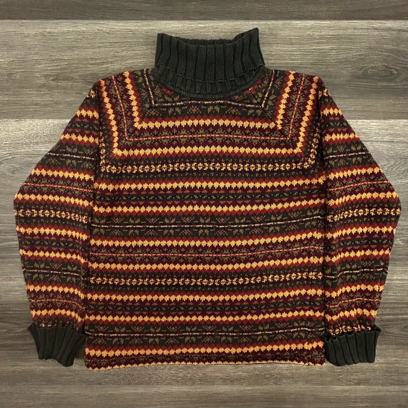 Abercrombie & Fitch VINTAGE Abercrombie & Fitch Sweater Womens Large Fair Isle Turtleneck Knit 90s Size L / US 10 / IT 46 - 2 Thumbnail