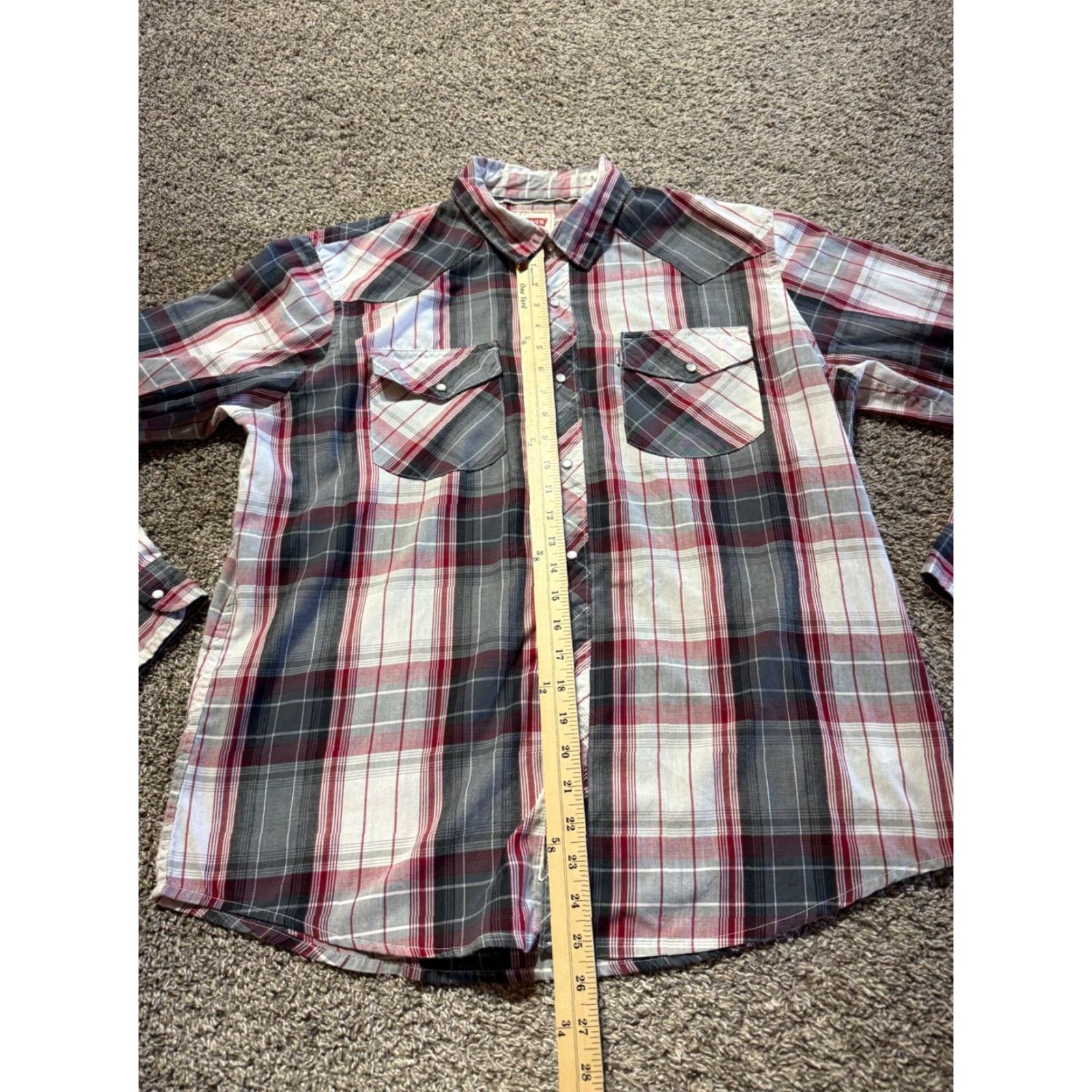 Levi's Levi's Mens Shirt Pearl Snap Size L Red Plaid Long Sleeve Lightweight Button-Up Size US L / EU 52-54 / 3 - 6 Thumbnail