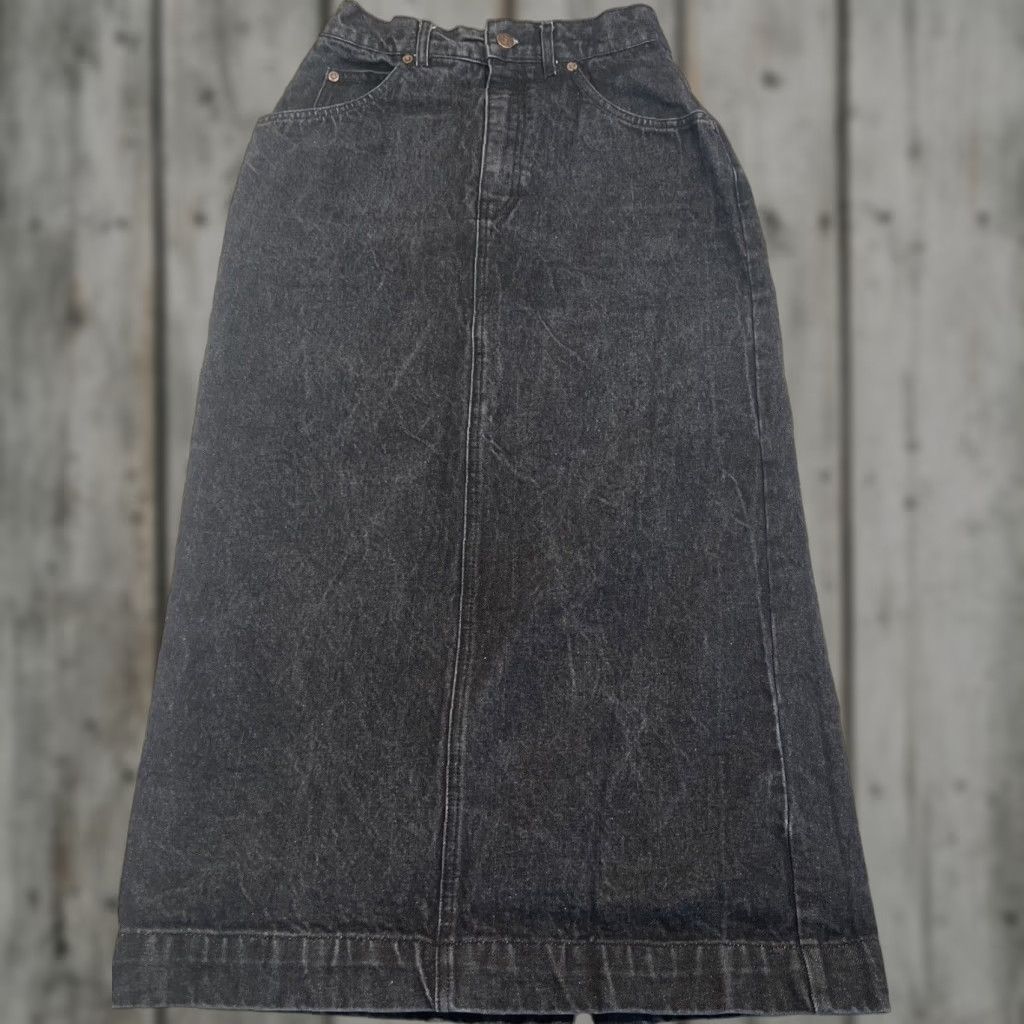 Gap VINTAGE Gap Long Black Denim Skirt Womens 8 Work Pockets Zipper Slit Size 30" / US 8 / IT 44 - 1 Thumbnail